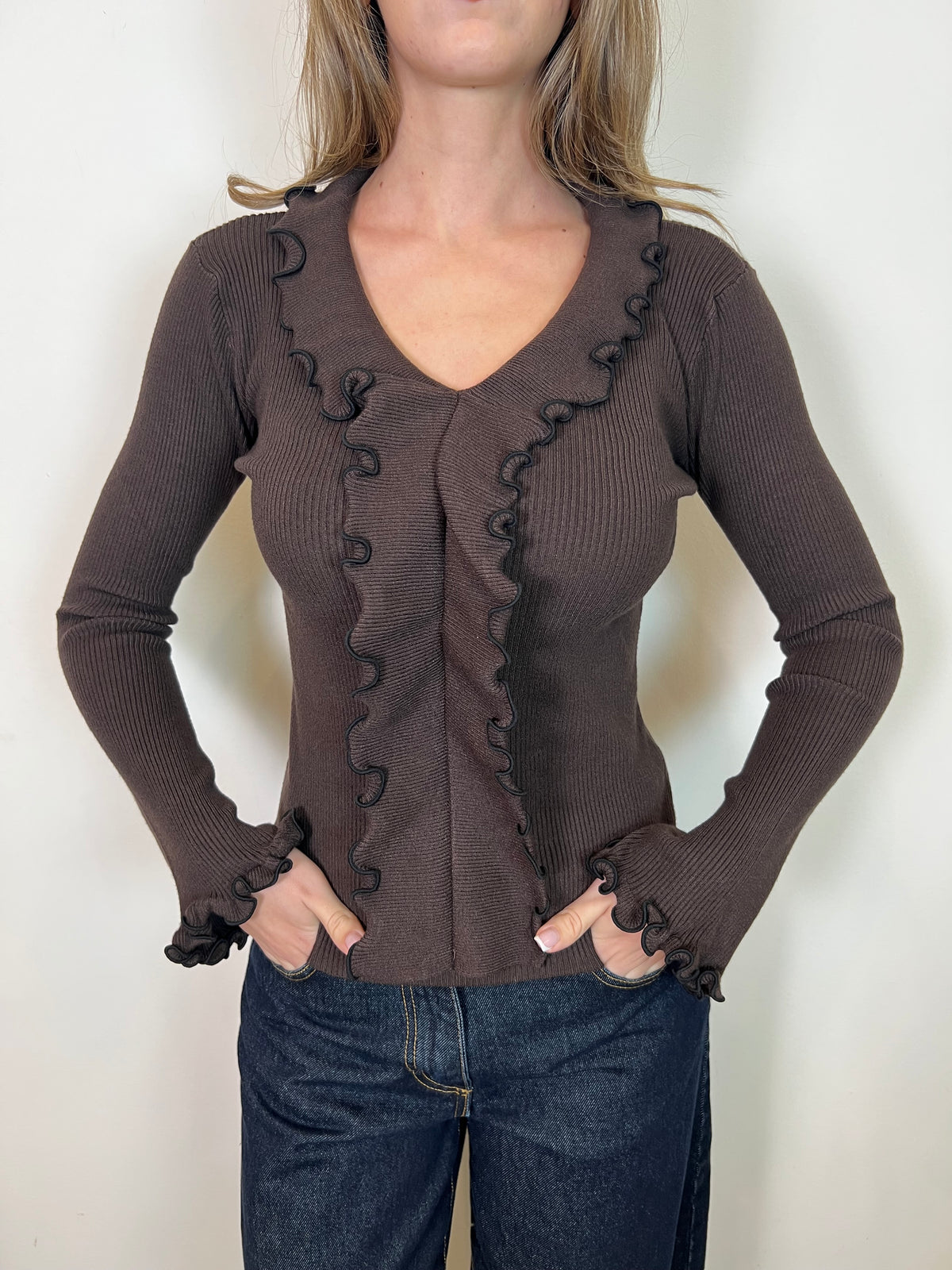 Maglia scollo v rouches - Haveone