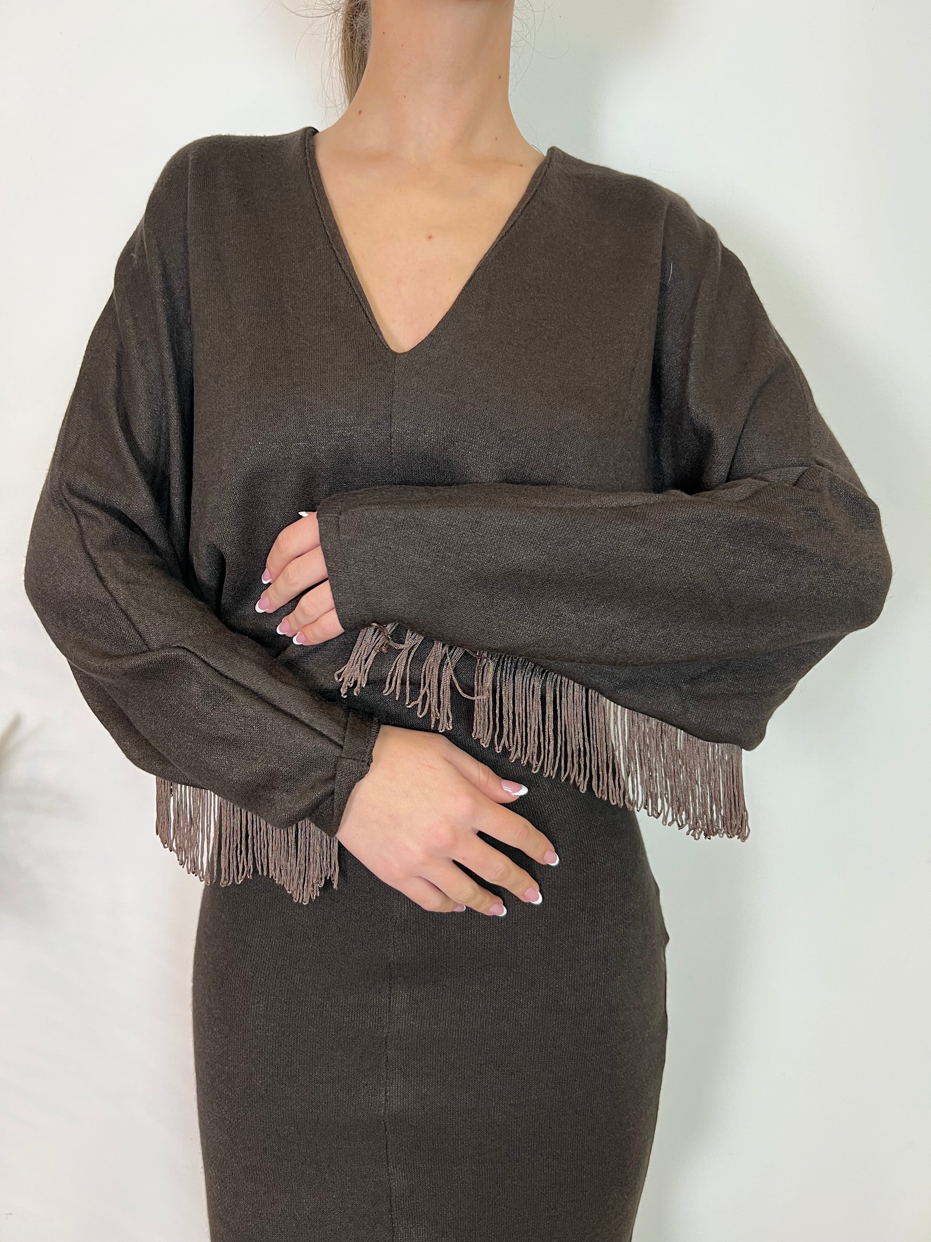 Abito maniche frange - Haveone