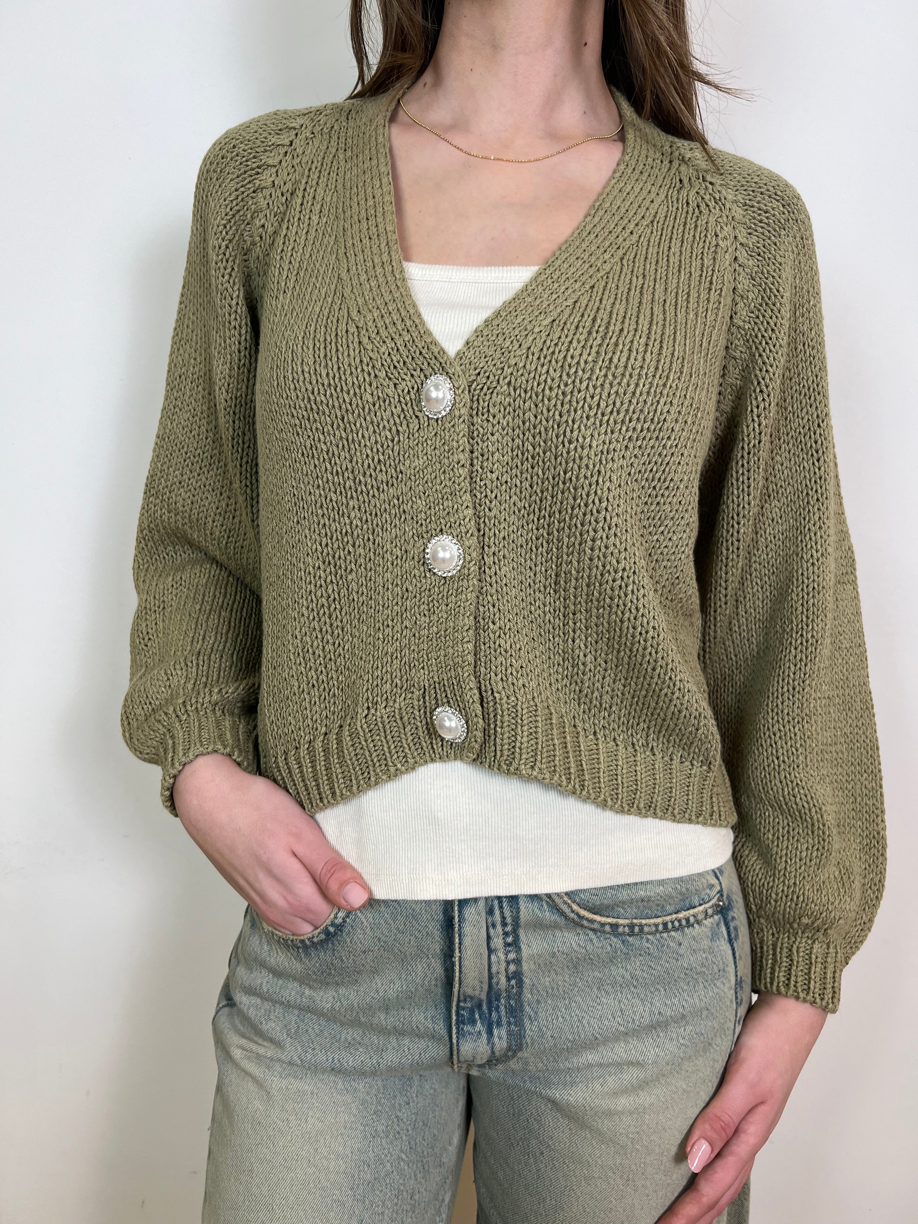 Cardigan bottone gioiello - Haveone