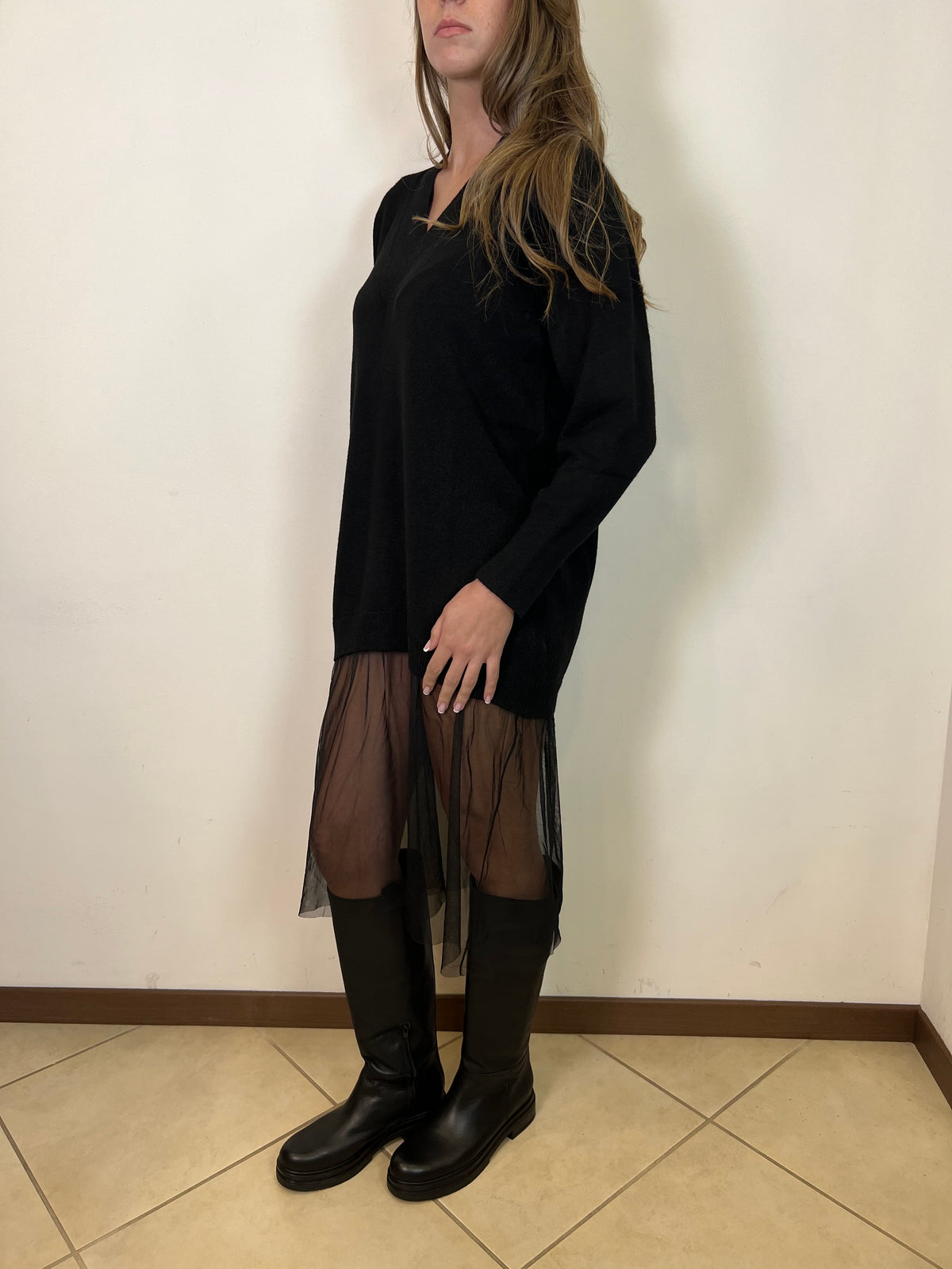Maxi maglia fondo tulle - Haveone