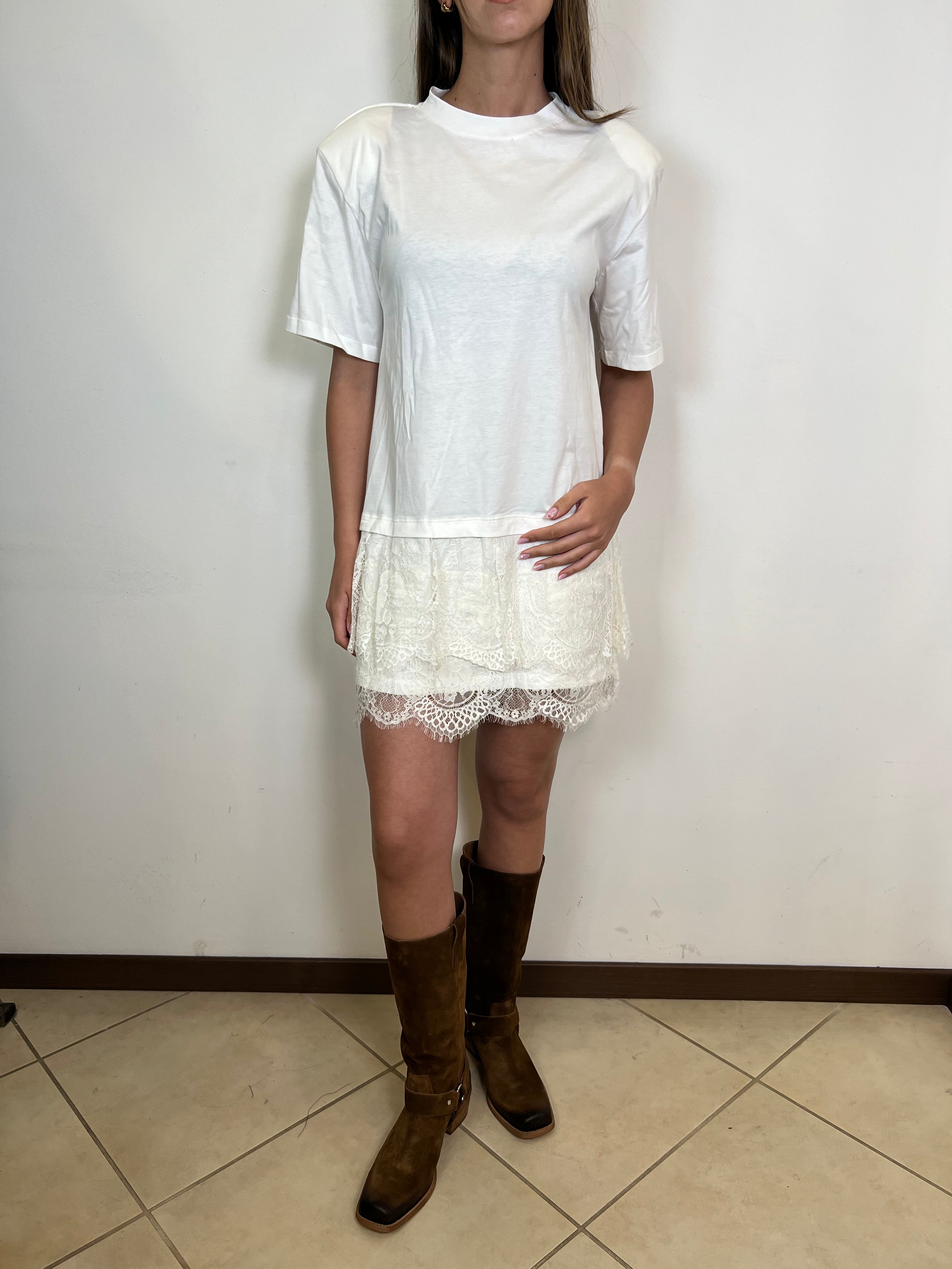 Abito t-shirt fondo pizzo - Haveone