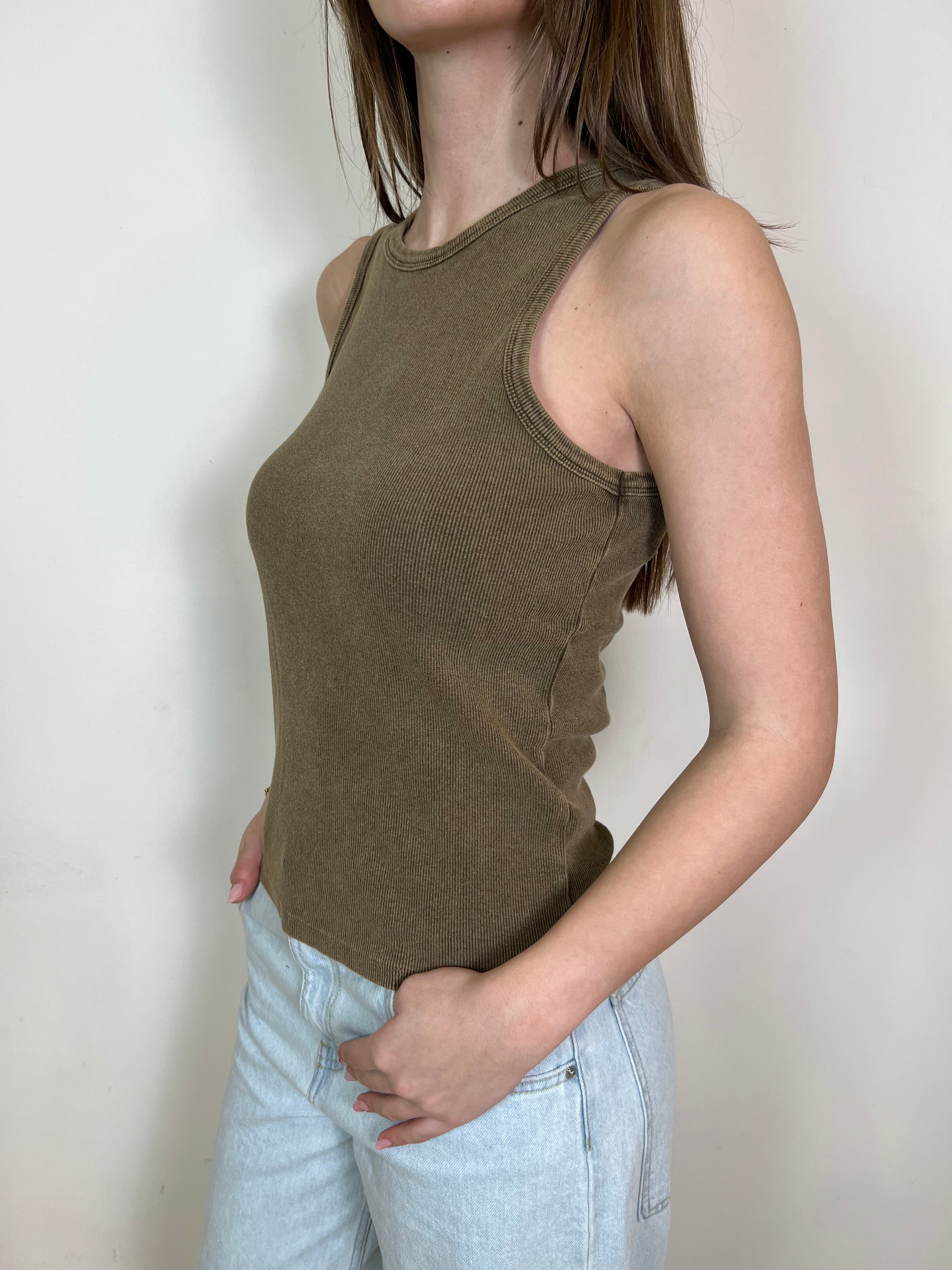 Canotta costina scollo americana stone - Haveone