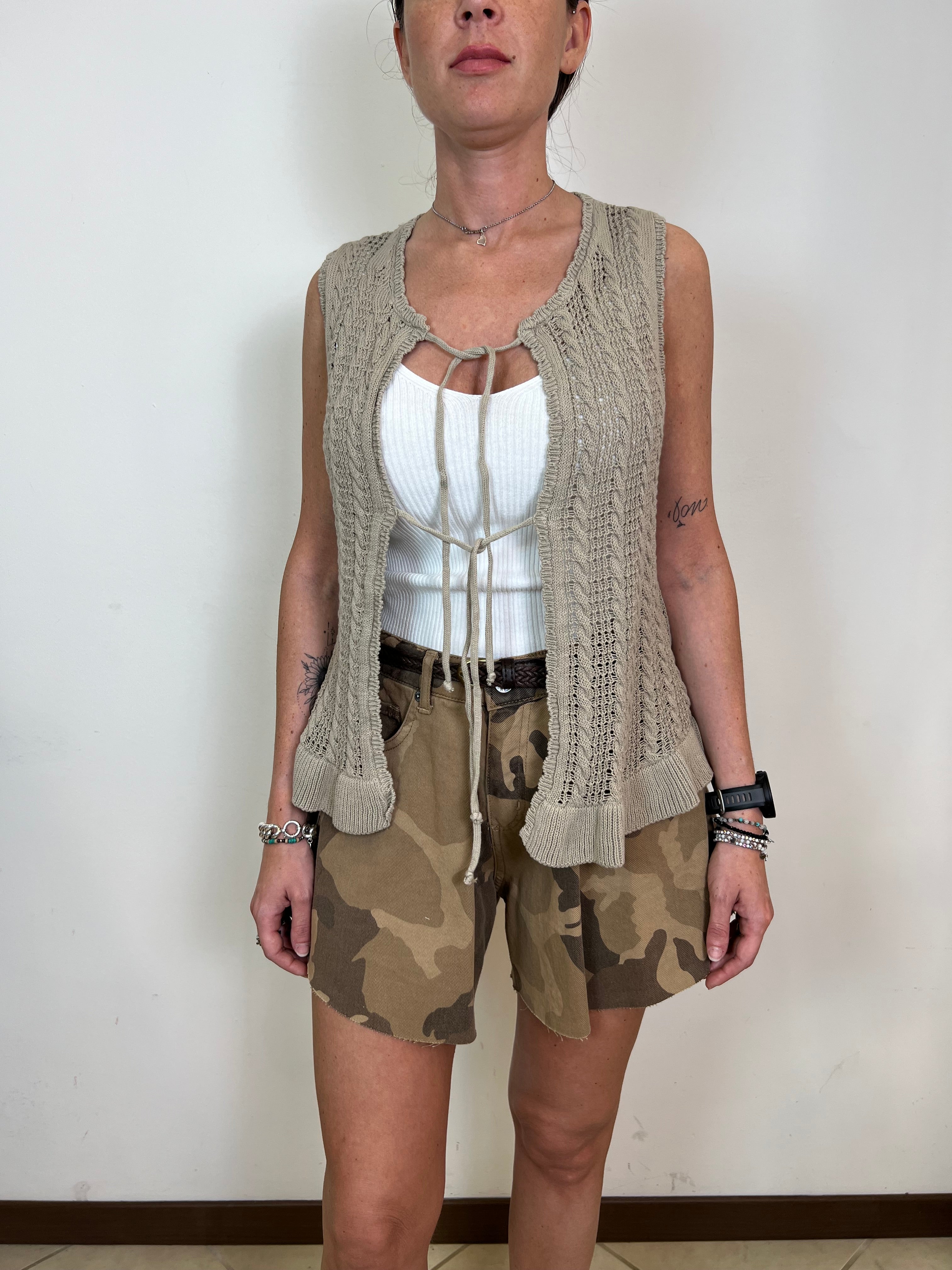 Gilet crochet moro laccetti - Vicolo