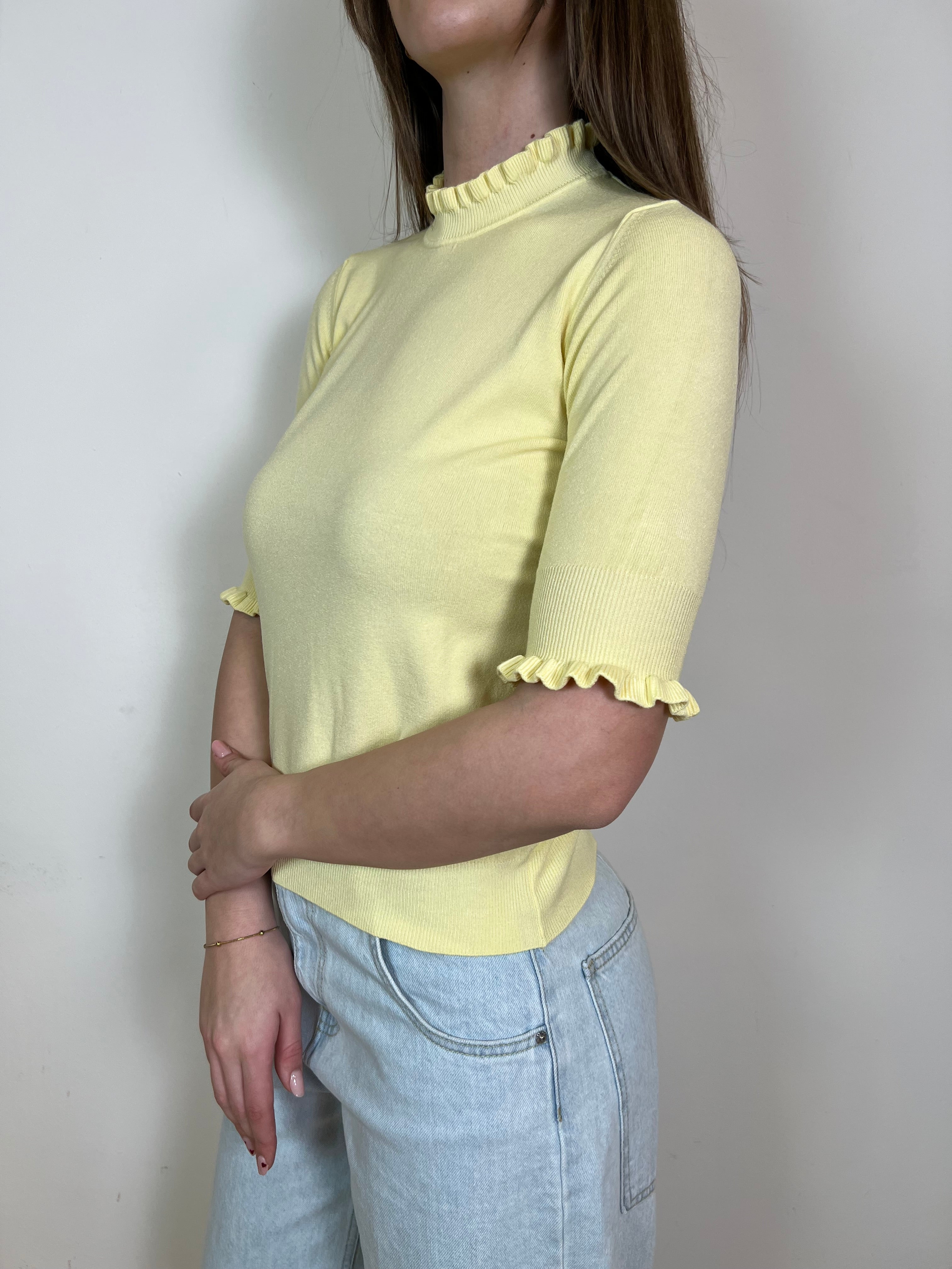 Maglia collo e maniche tre quarti rouches - Haveone