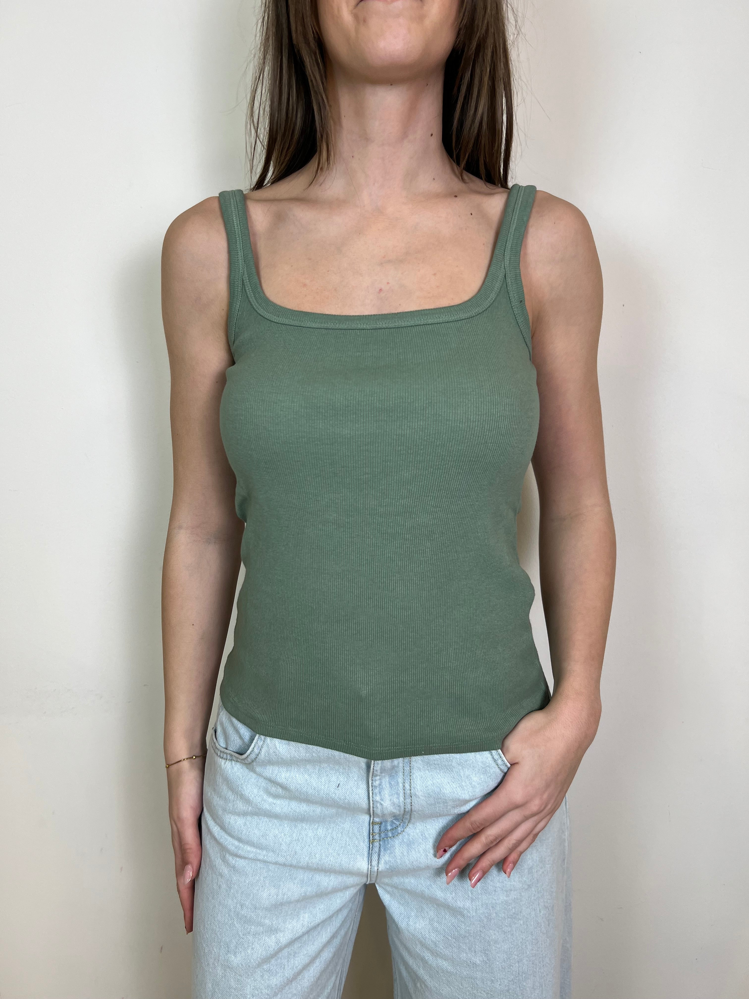 Canotta costina scollo quadro - Haveone