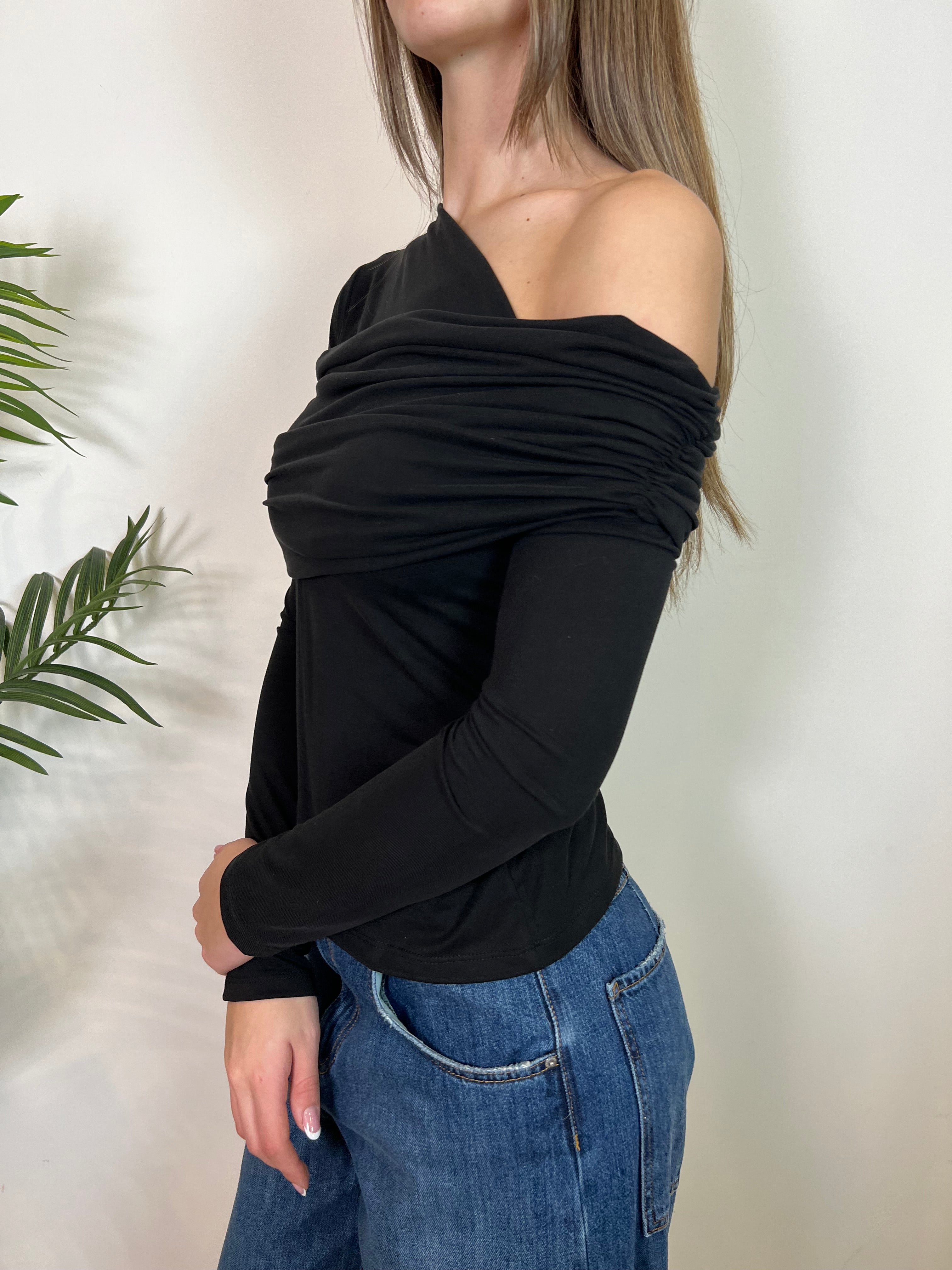 Maglia asimmetrica drappeggio - Haveone