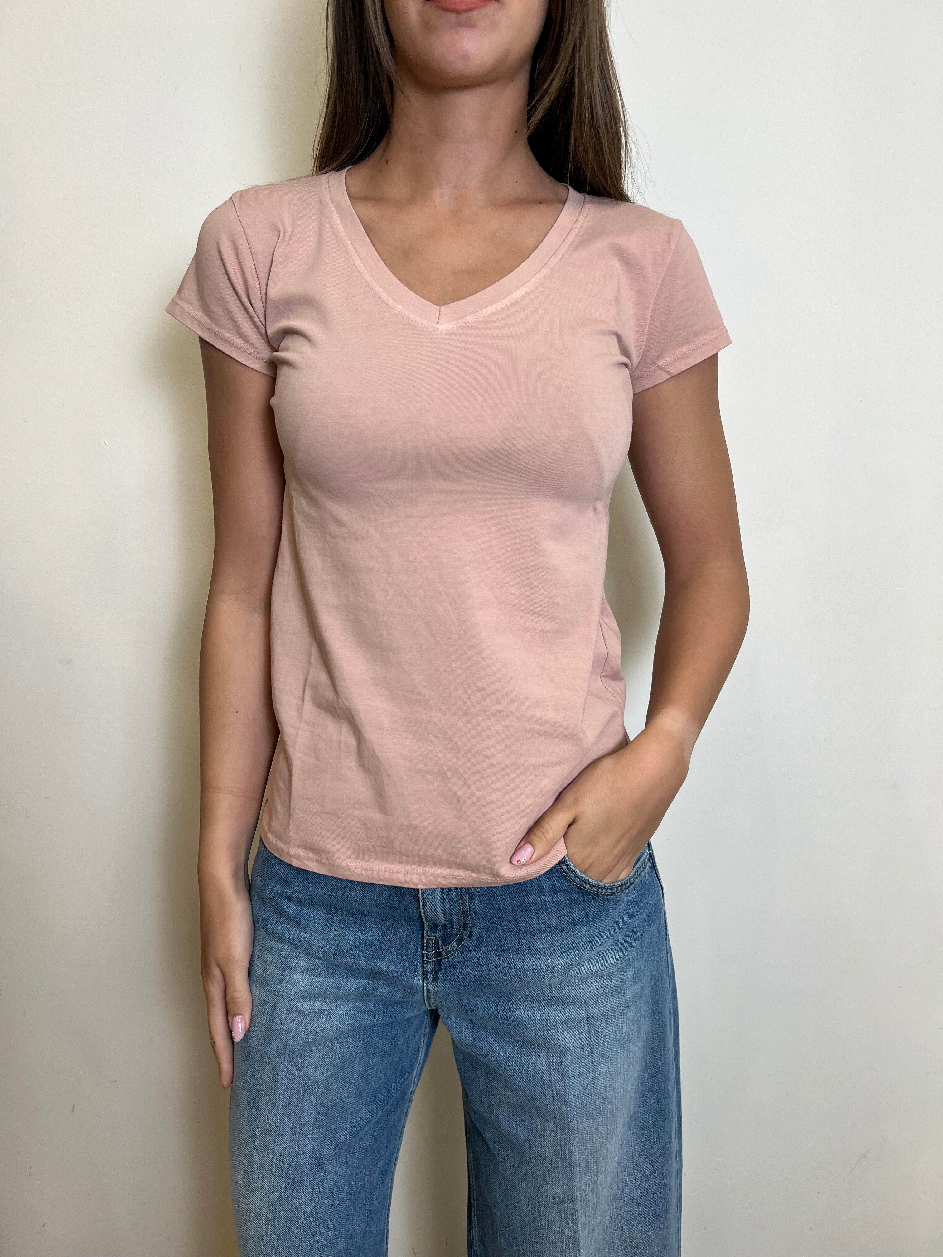 T-shirt mezza manica slim scollo V - Haveone