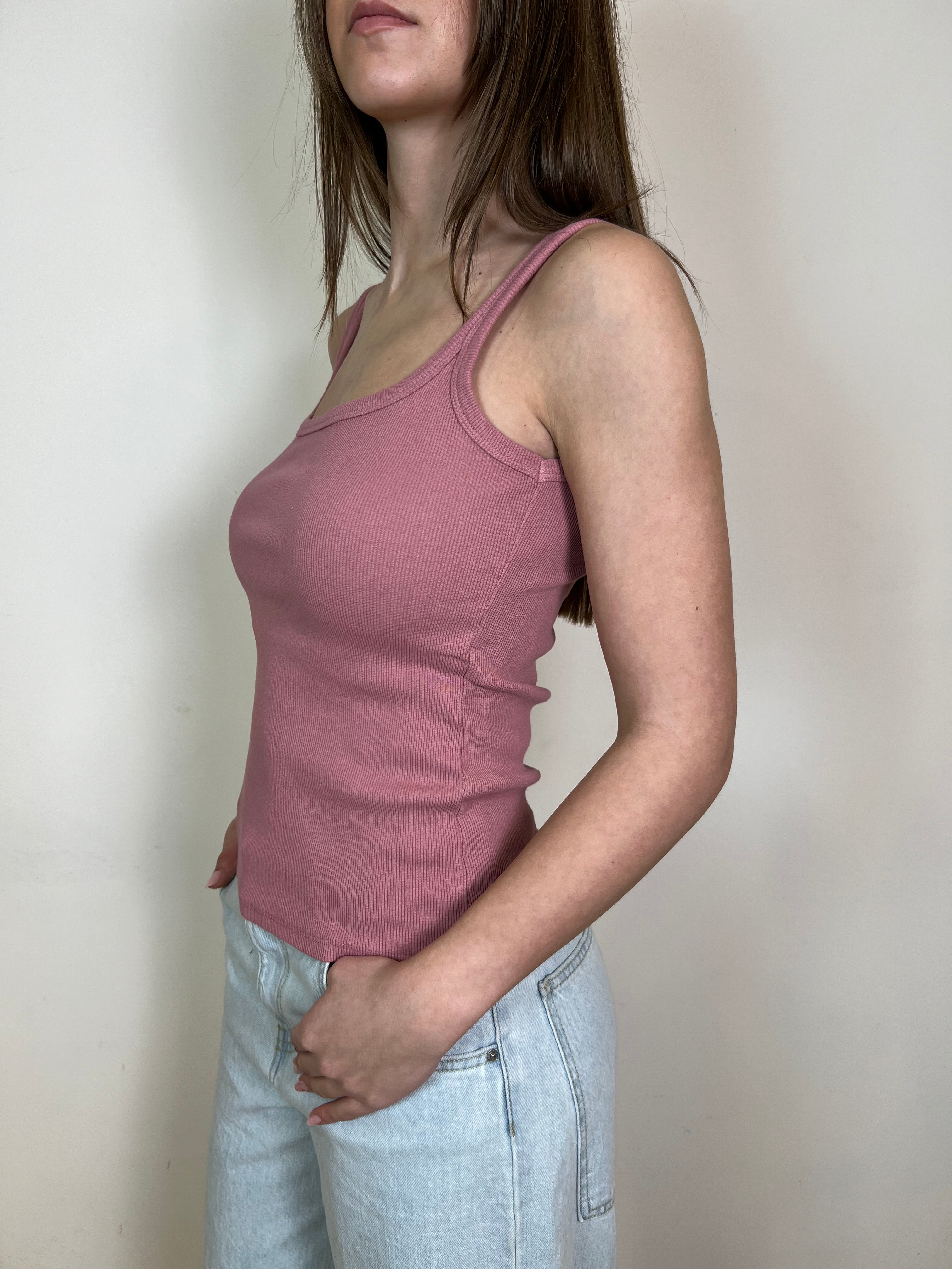 Canotta costina scollo quadro - Haveone