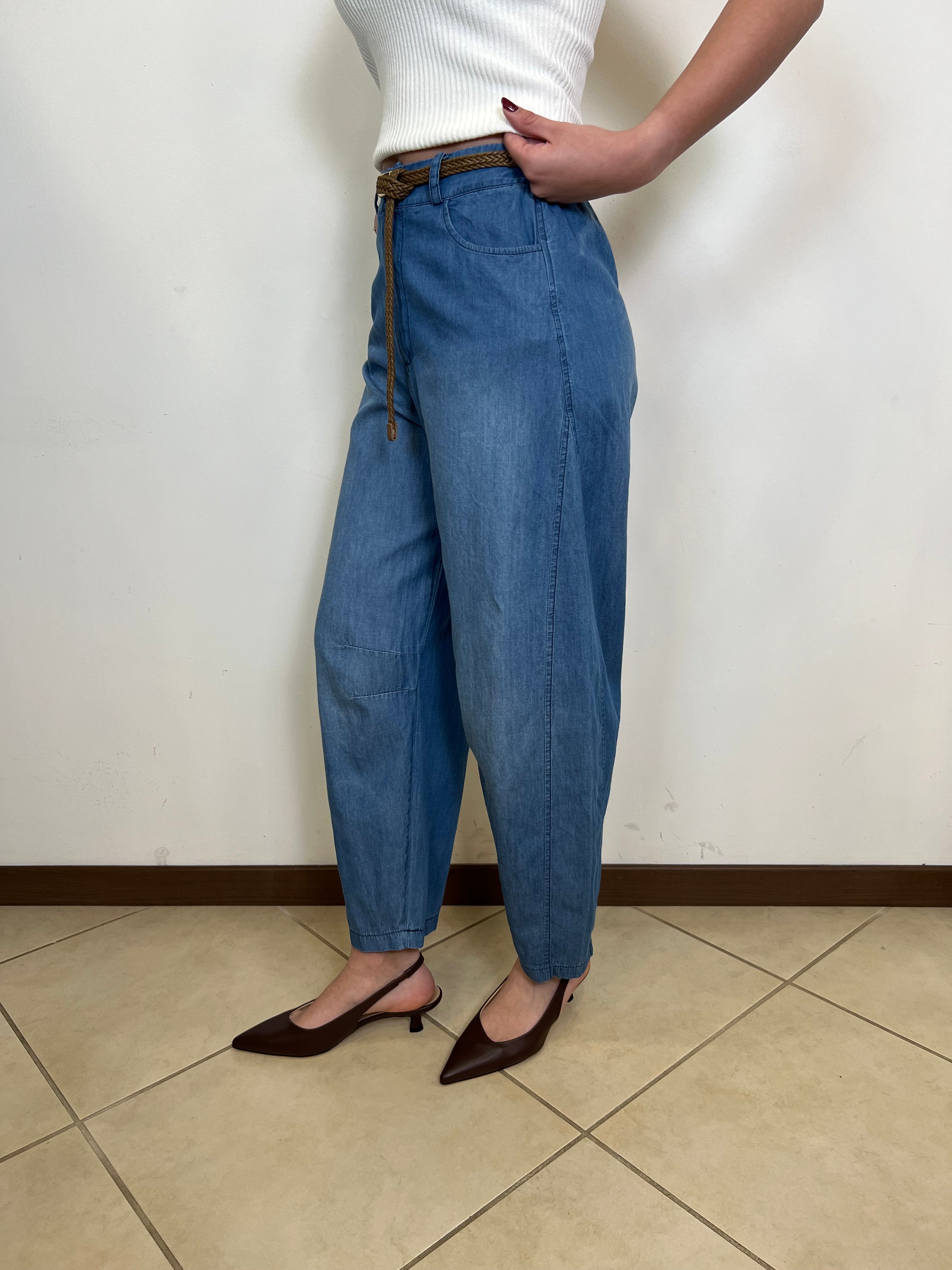 Pantalone barrel chambray - Haveone