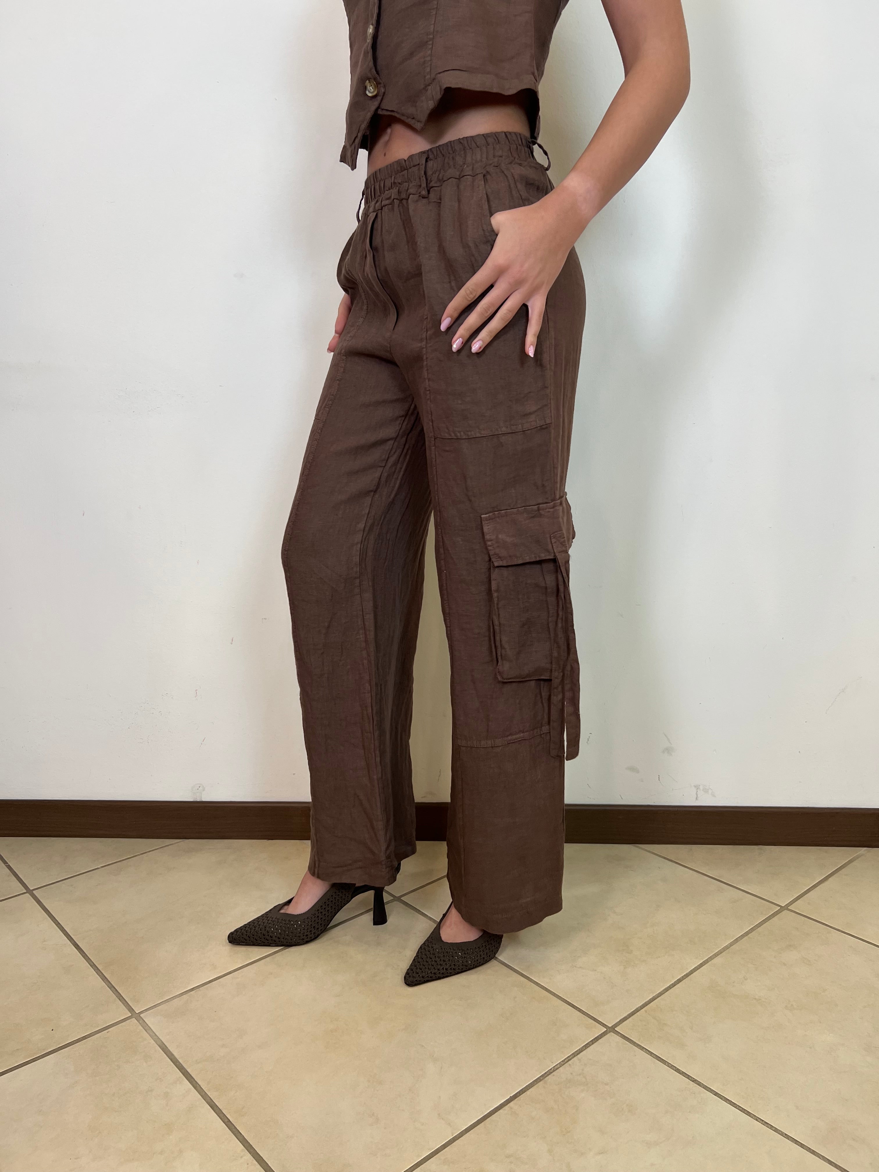 Pantalone cargo lino - Haveone