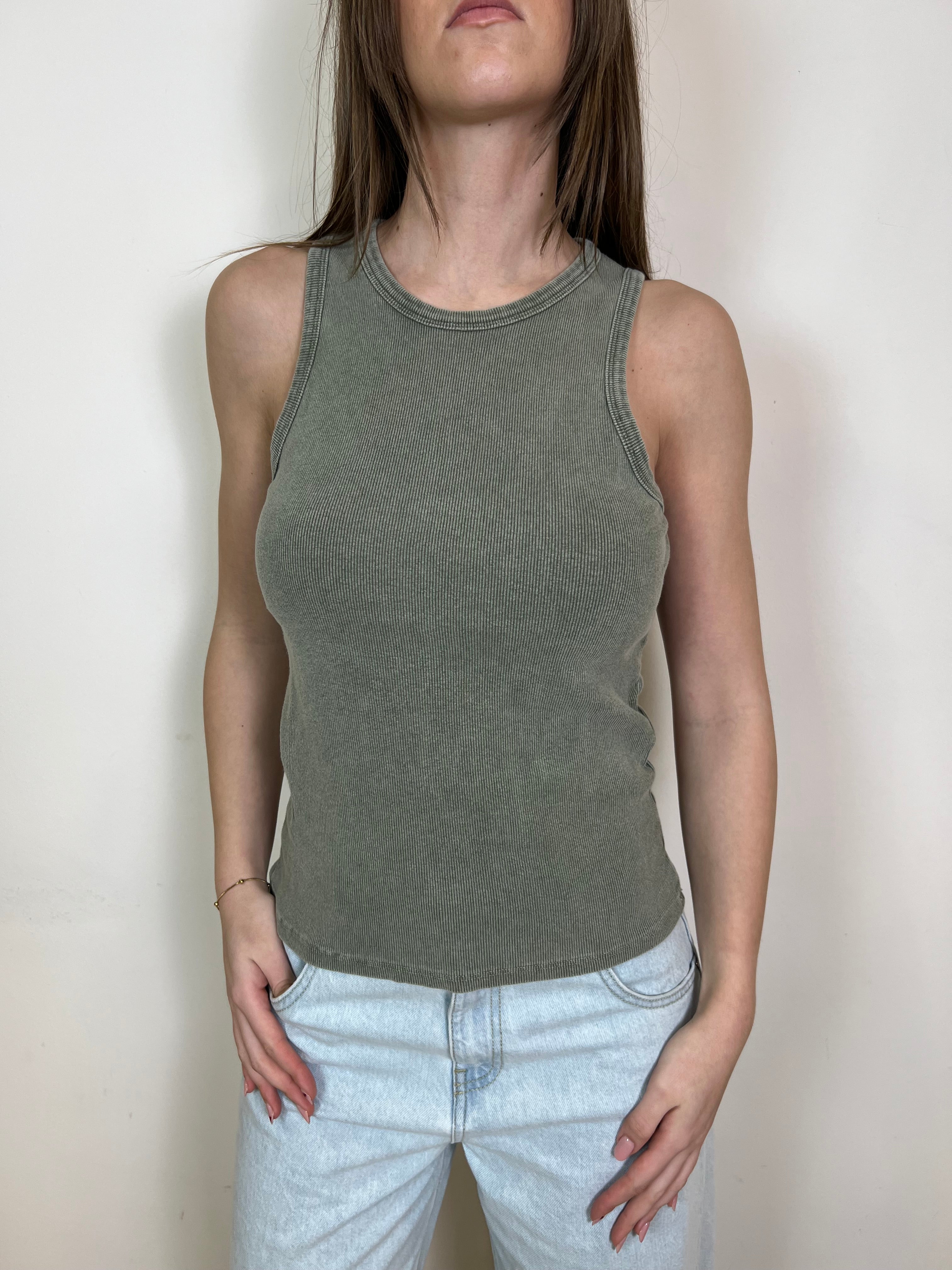 Canotta costina scollo americana stone - Haveone