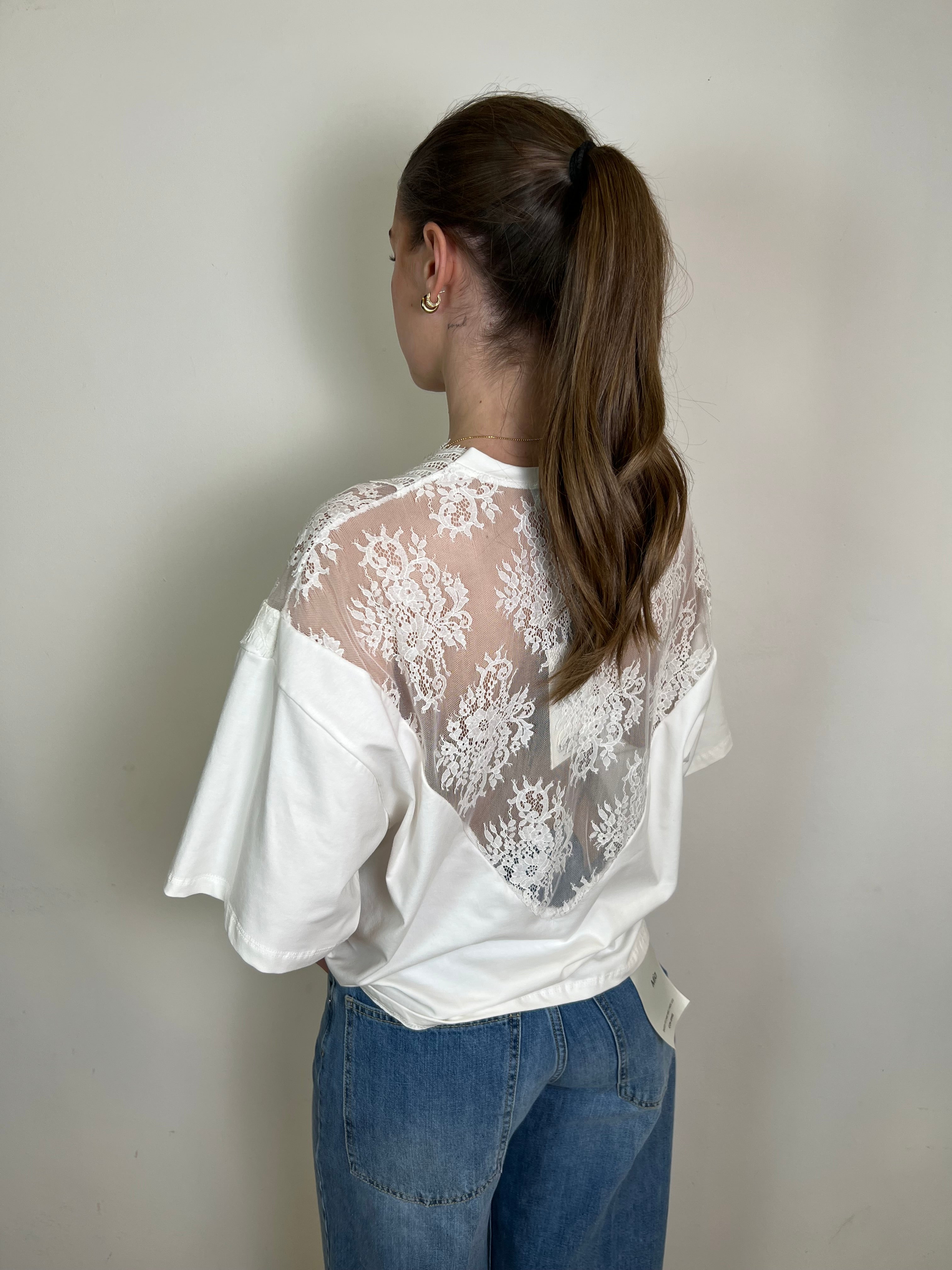 T-shirt scollatura profonda pizzo - Haveone