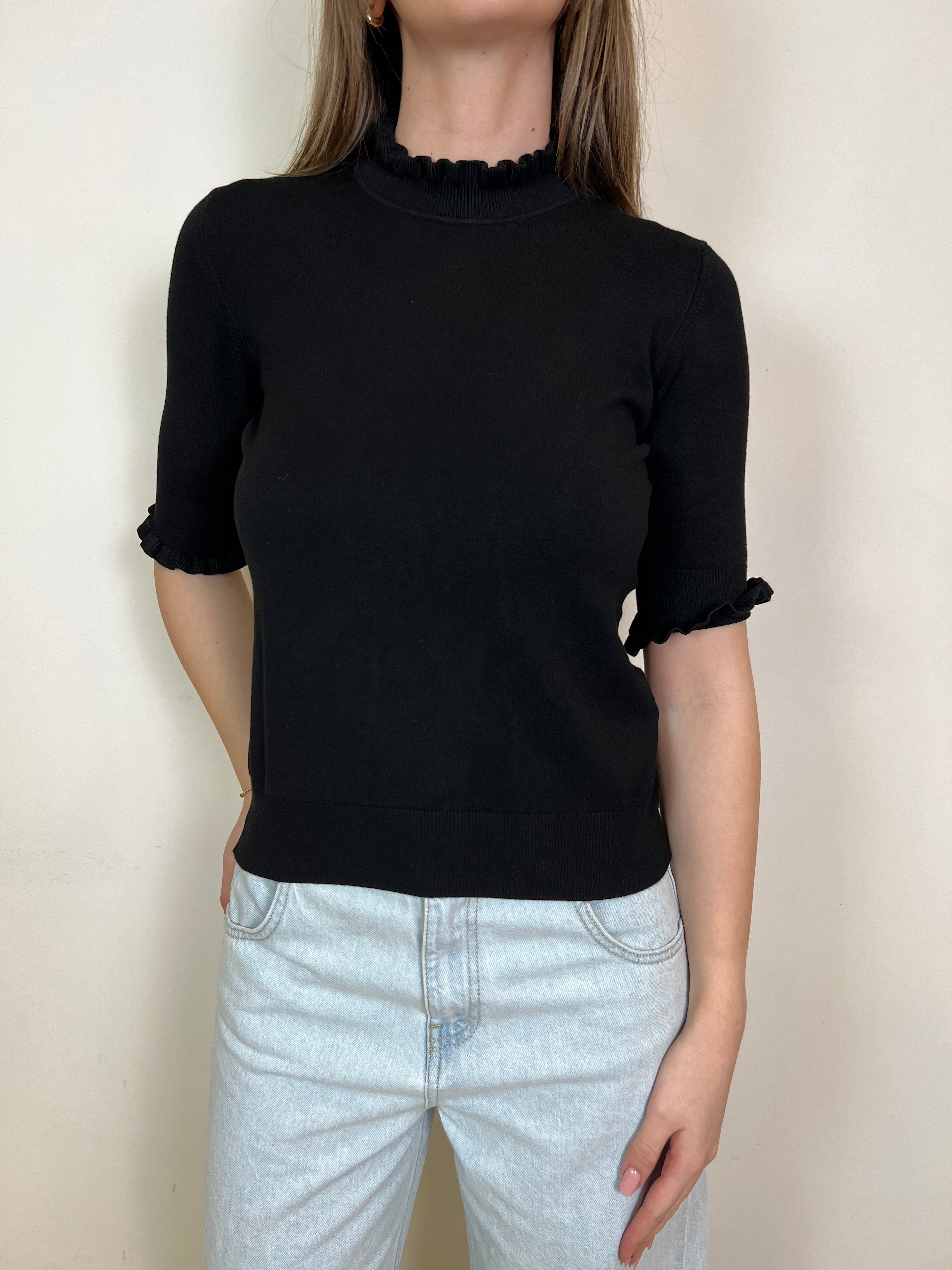 Maglia collo e maniche tre quarti rouches - Haveone