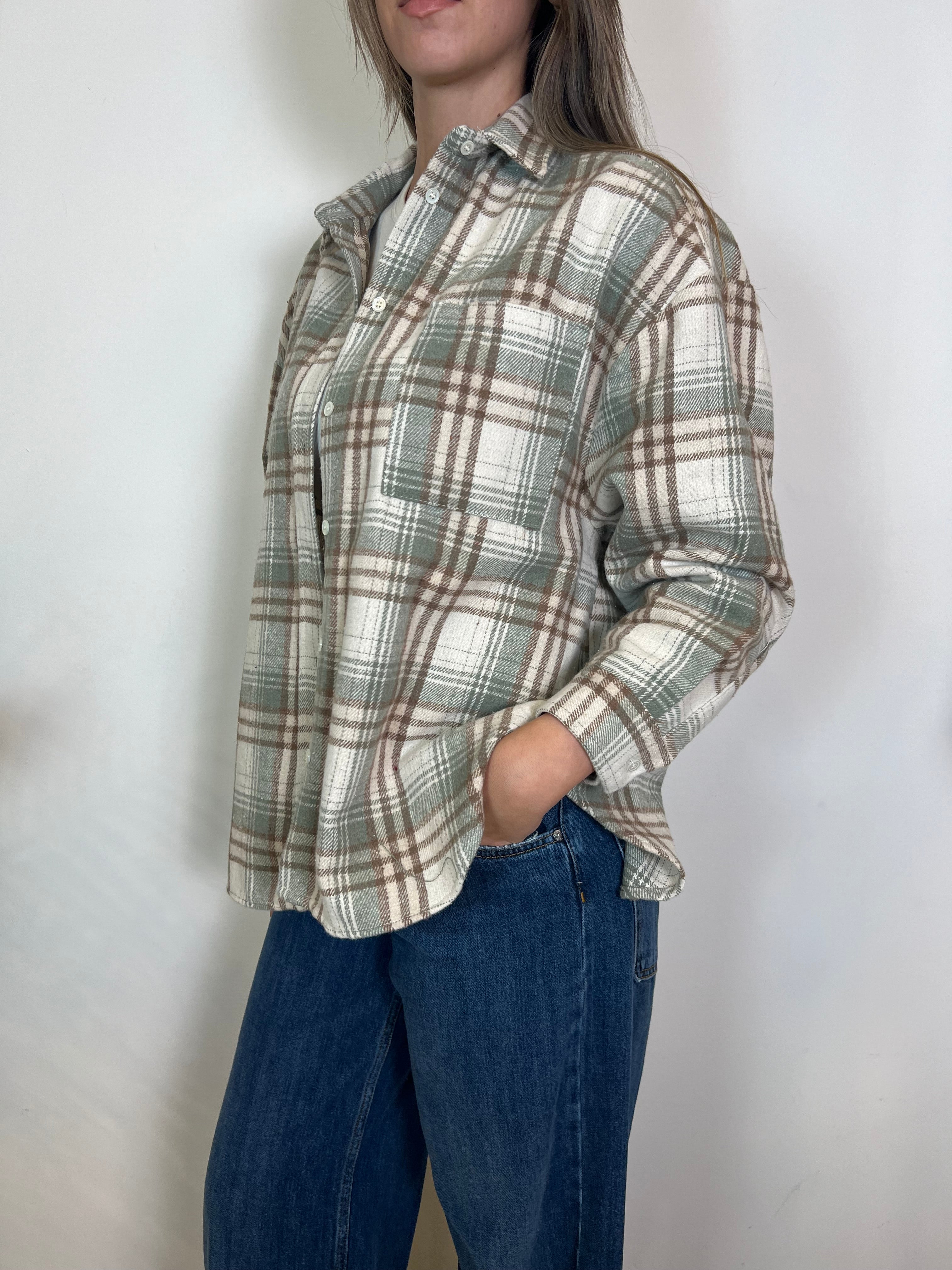 Camicia panna check verde - Vicolo