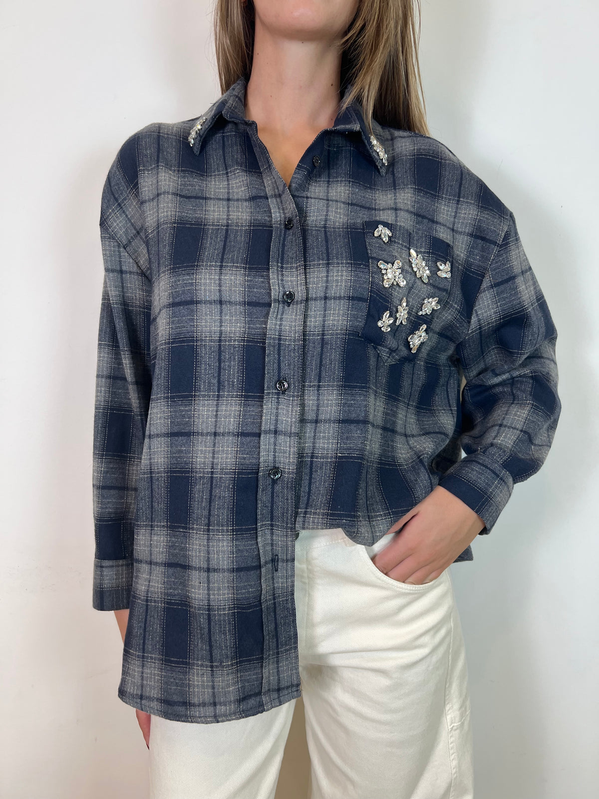 Camicia check con cabochon - Vicolo