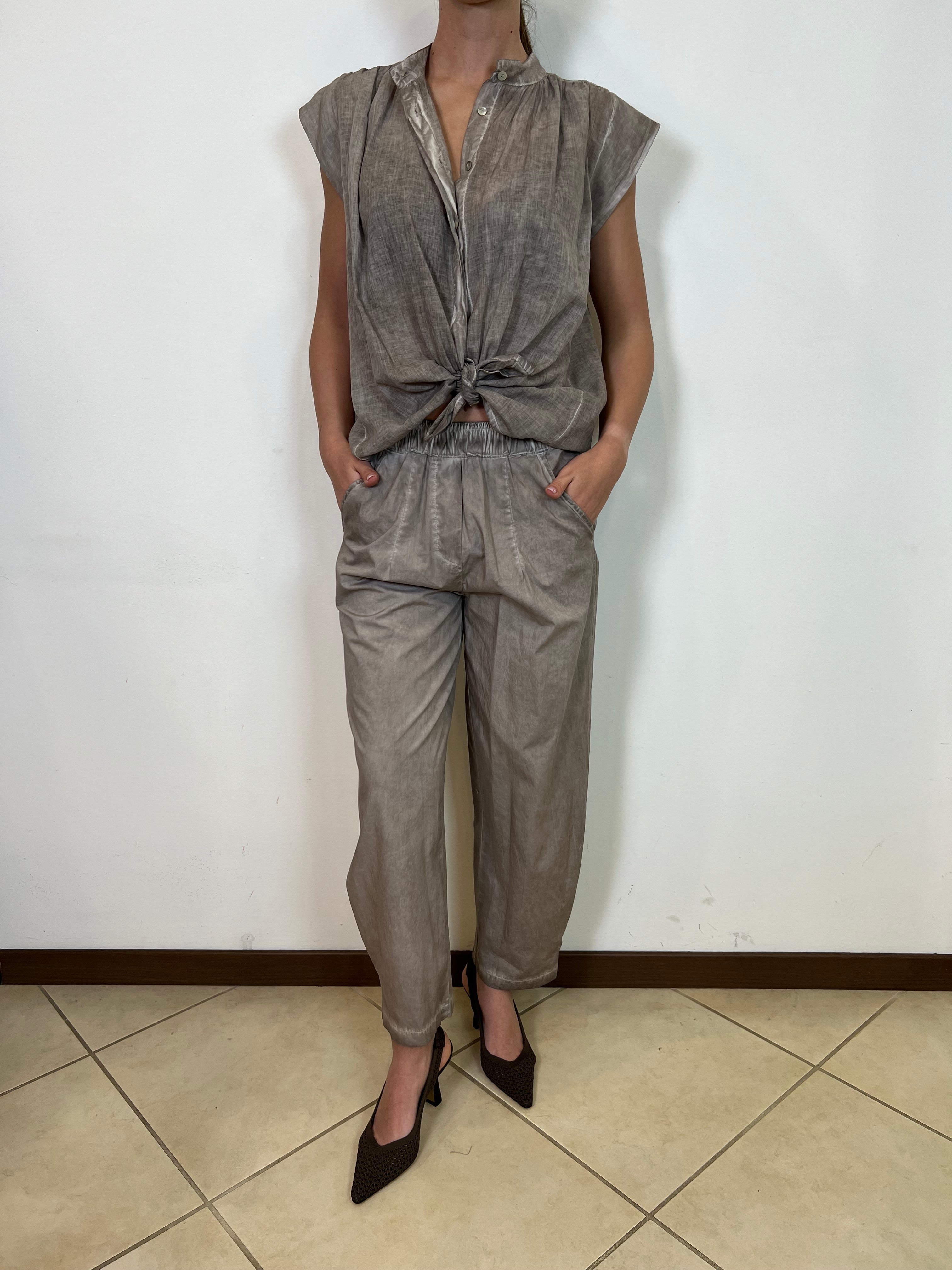 Pantalone stone tasca dietro elastico - Haveone