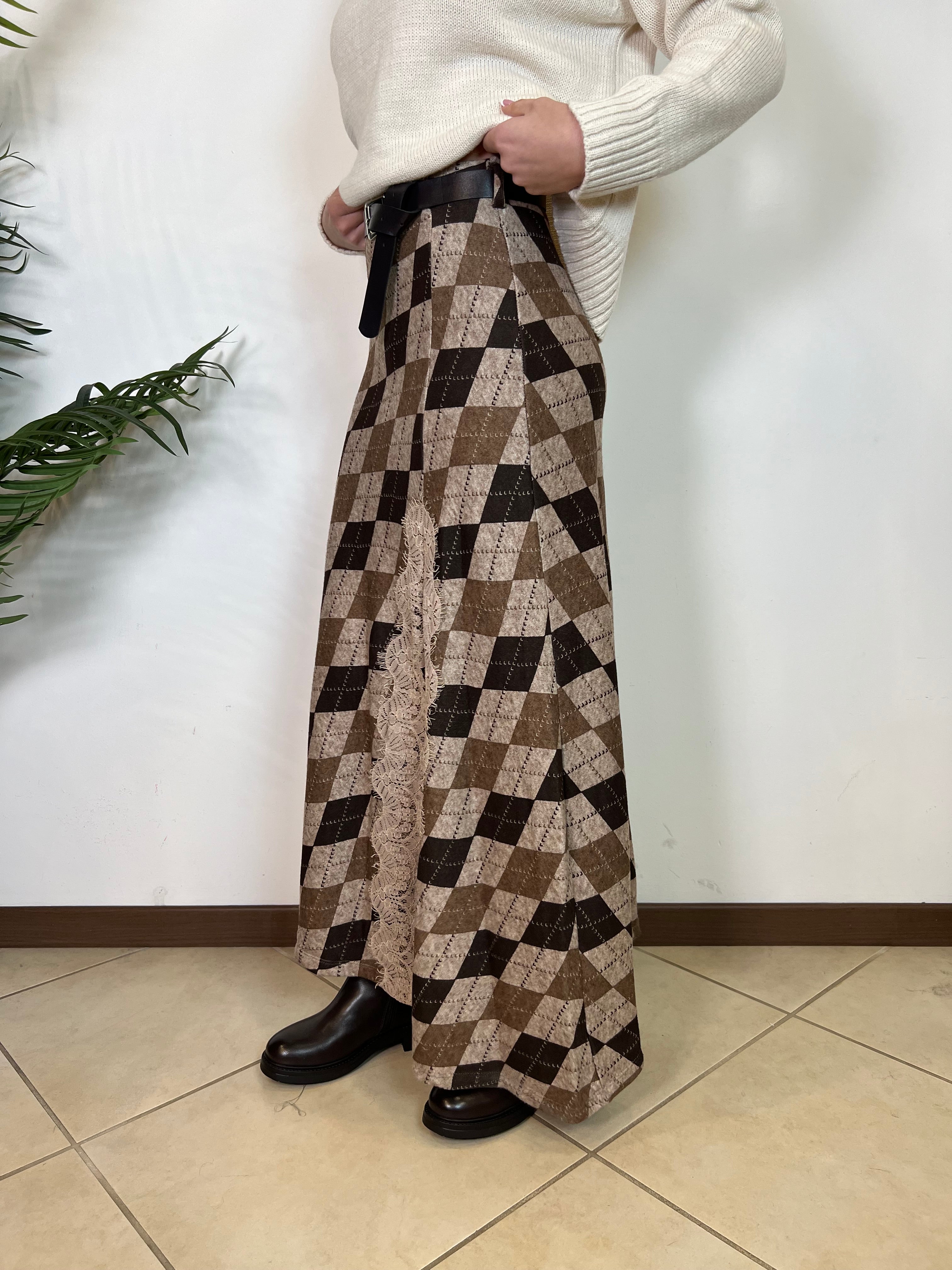 Gonna lunga rombi spacco pizzo - Haveone