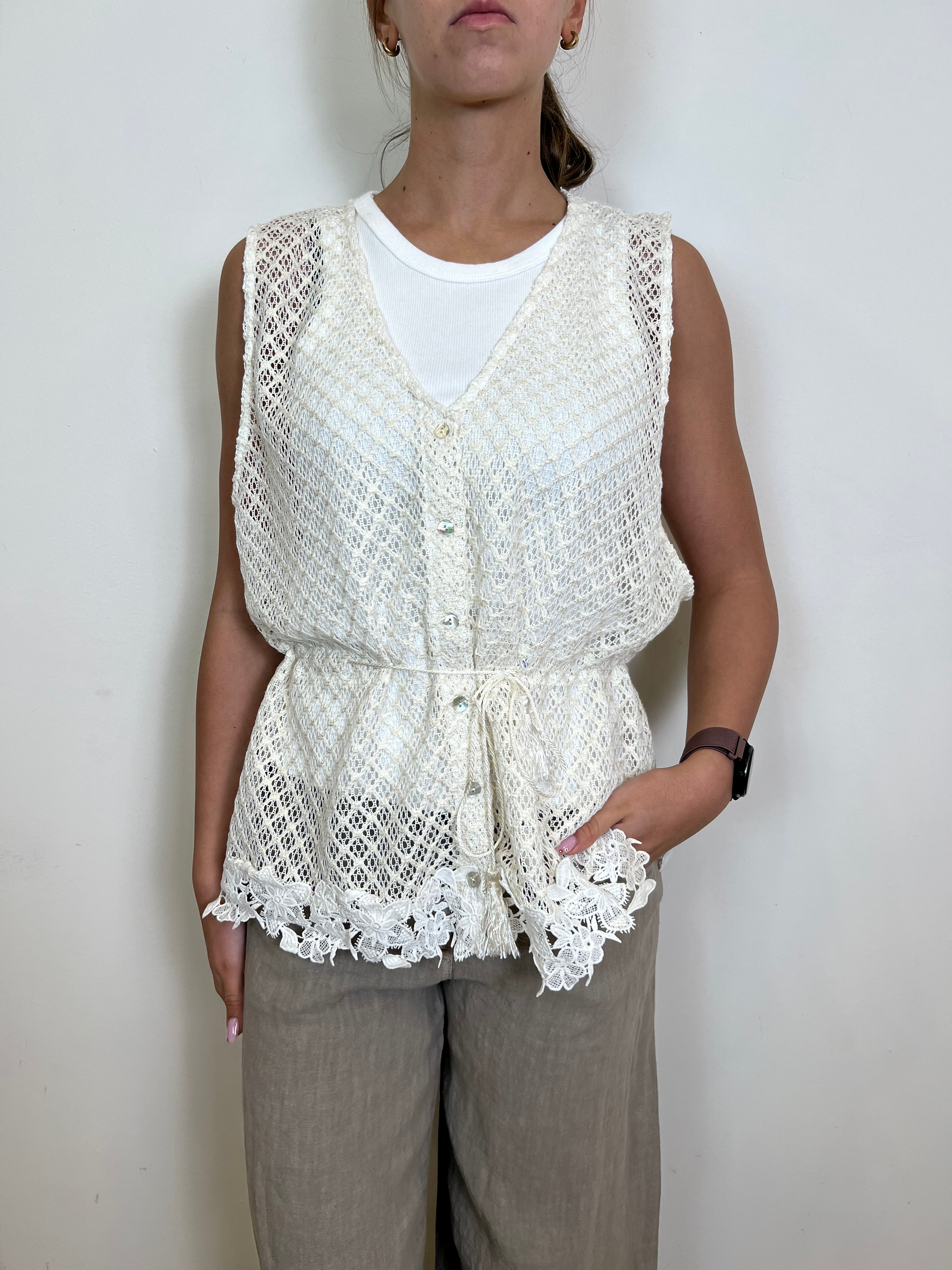 Gilet rete e pizzo - Haveone