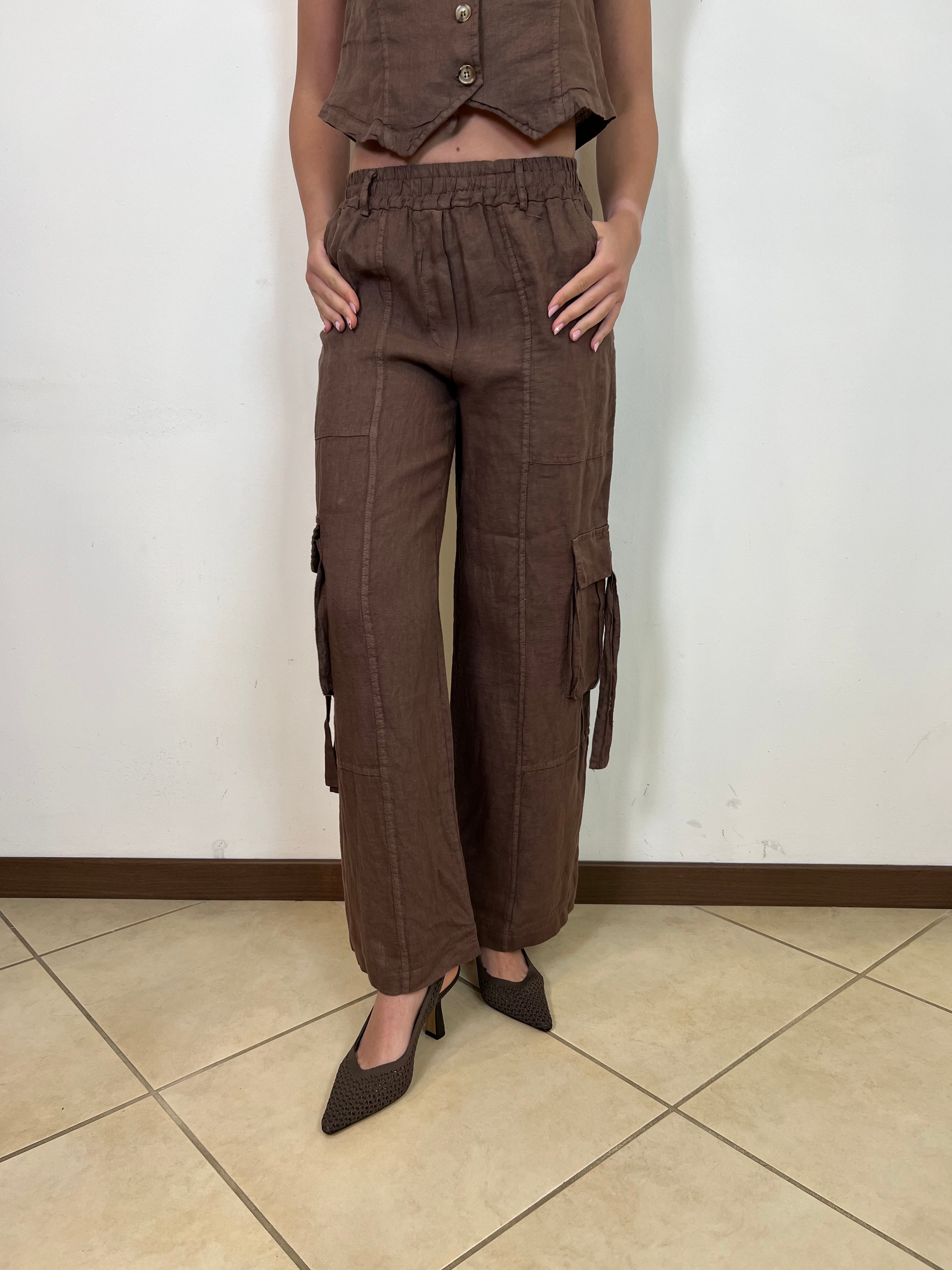 Pantalone cargo lino - Haveone