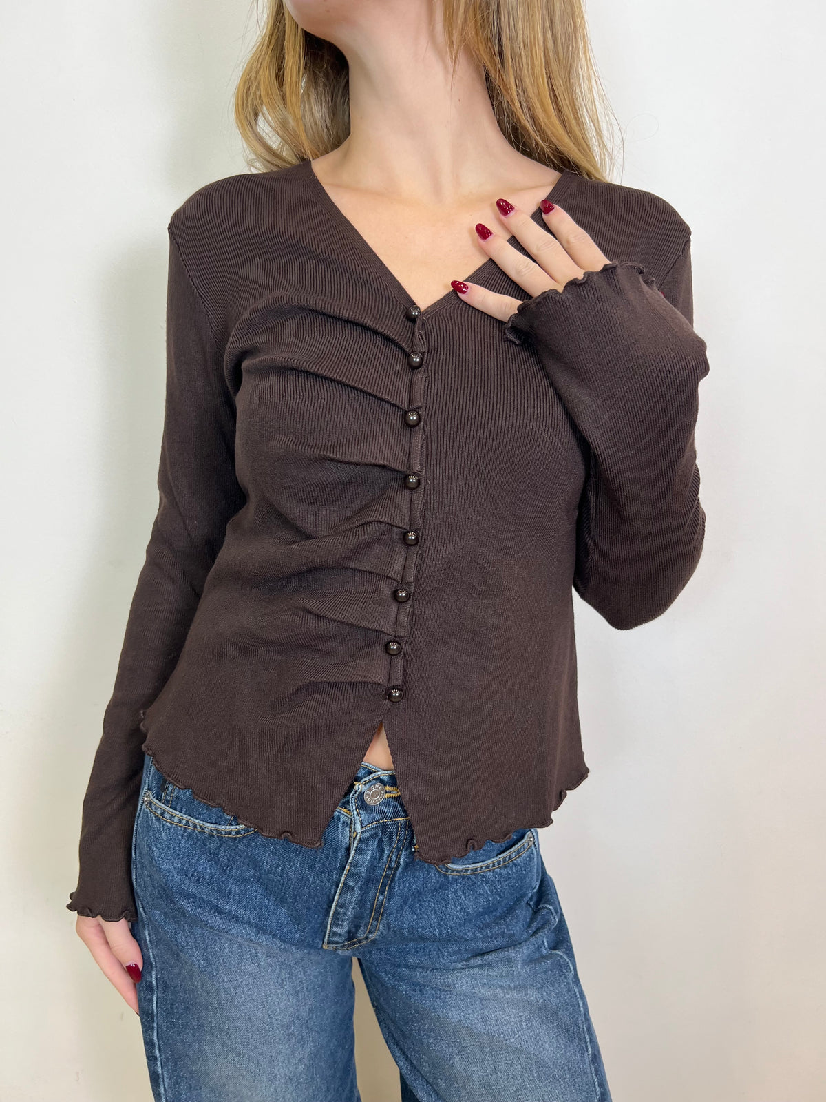 Maglia cardigan bottoncini scollo v - Haveone