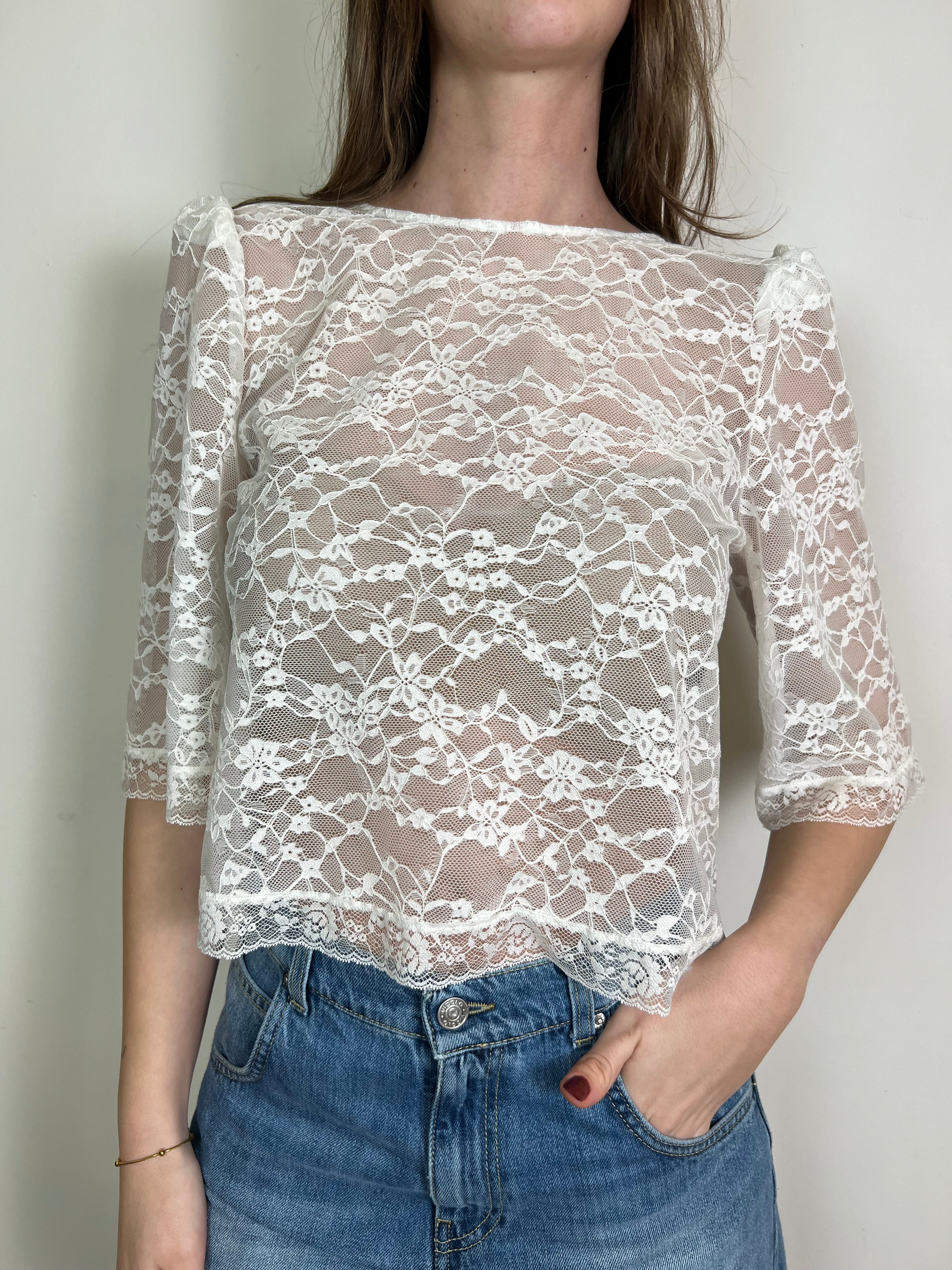 Blusa pizzo sbuffo - Haveone