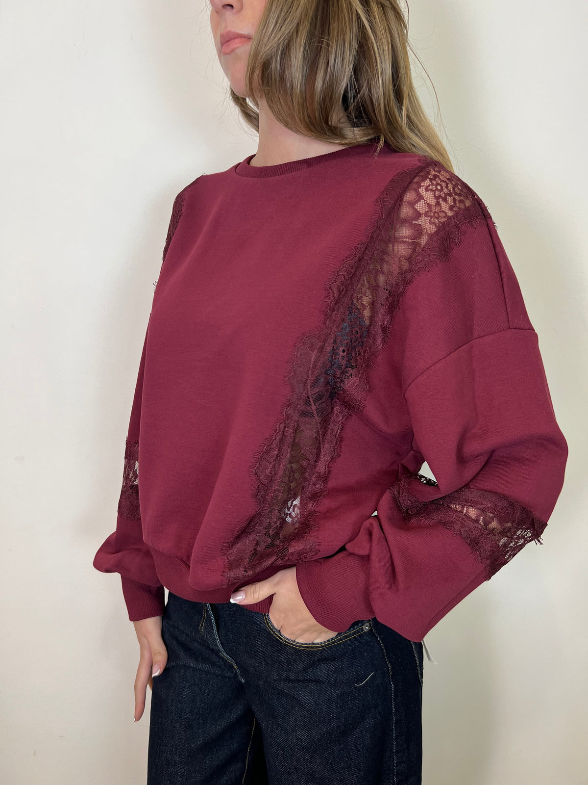 Felpa inserti pizzo - Haveone