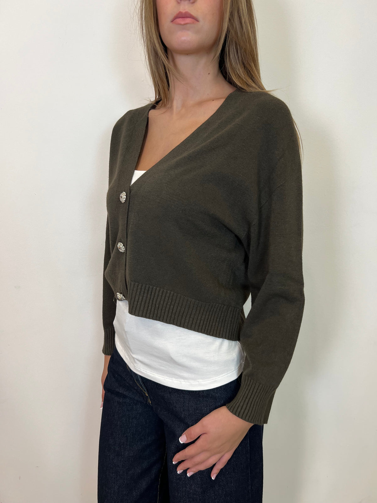 Cardigan bottone gioiello - Vicolo