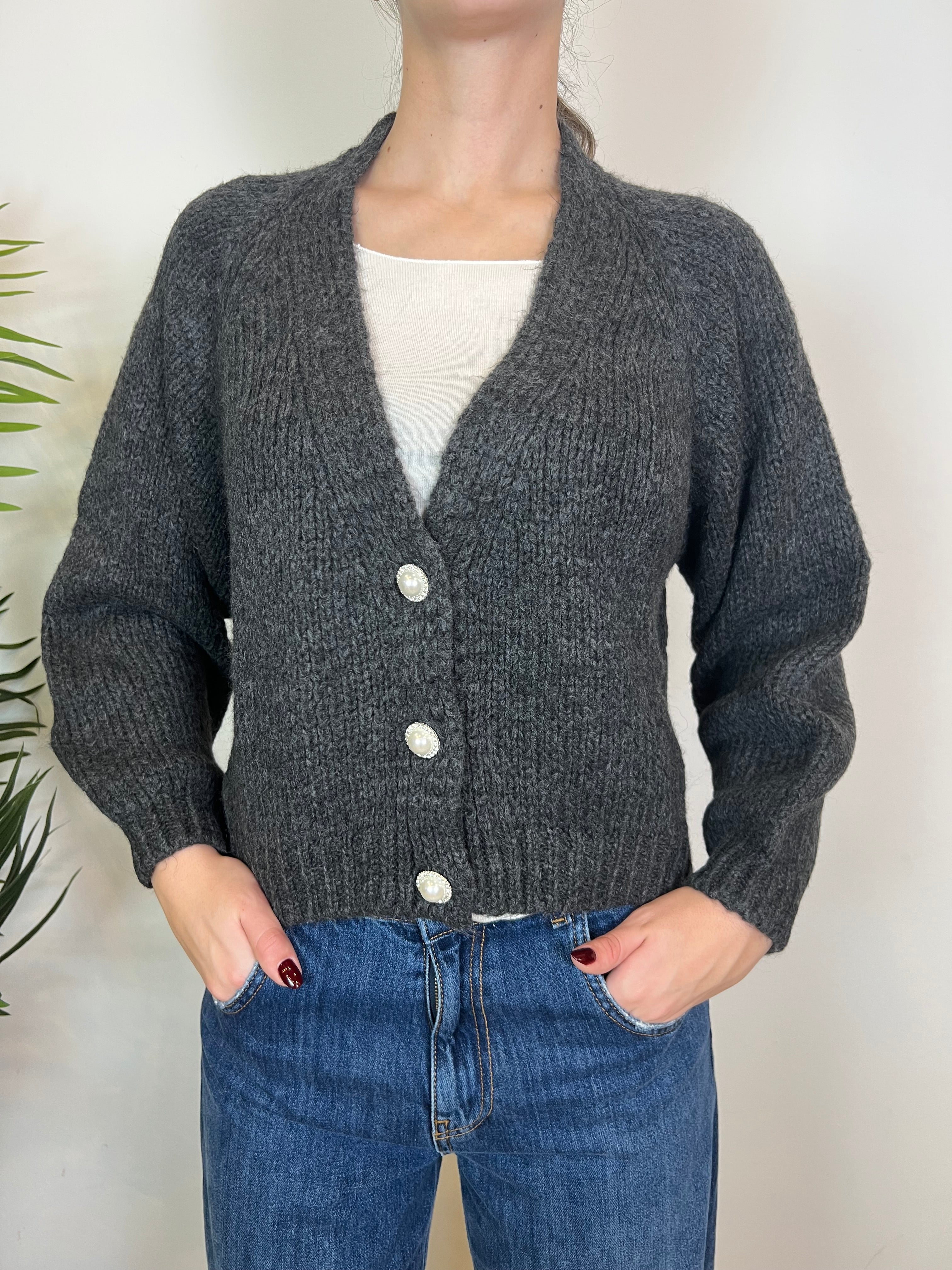 Cardigan bottone gioiello - Haveone