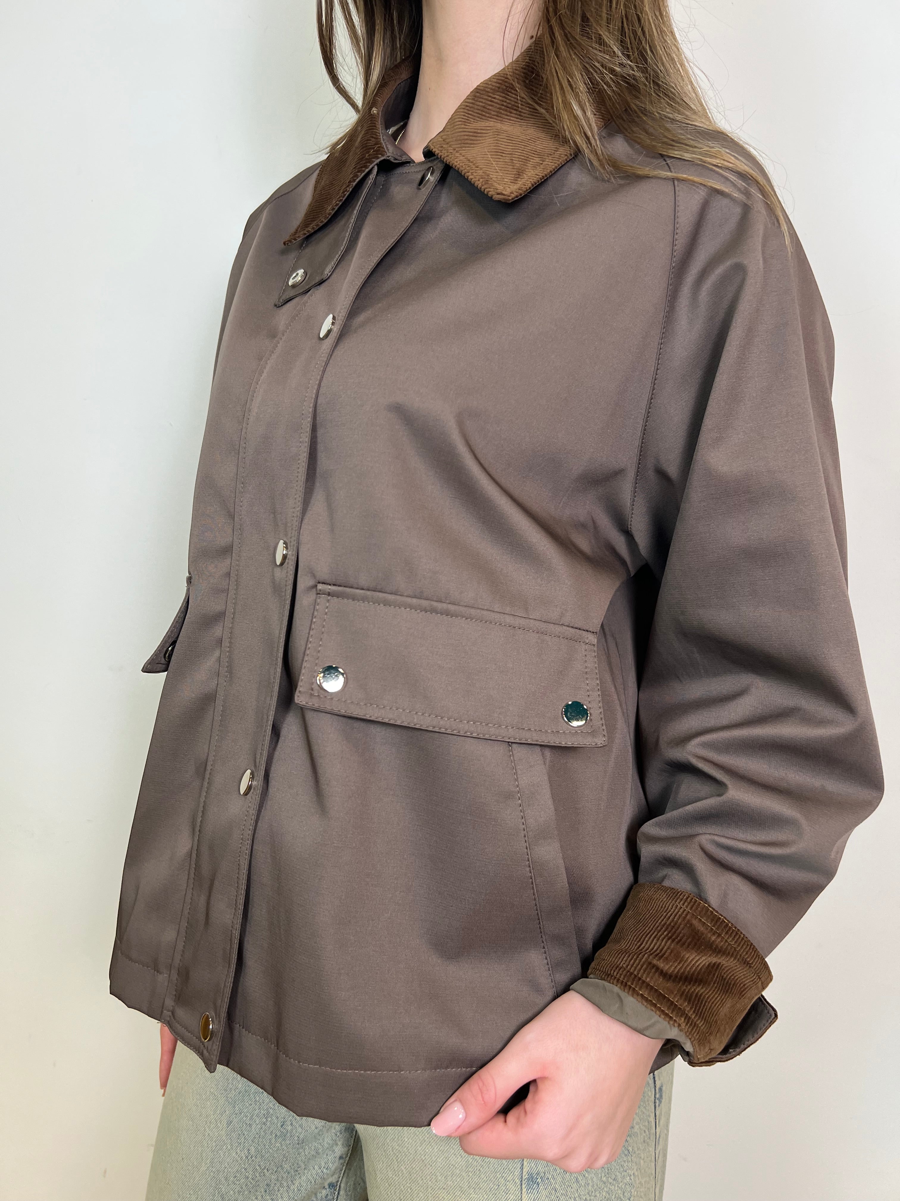 Giacca cotone colletto camoscio - Haveone