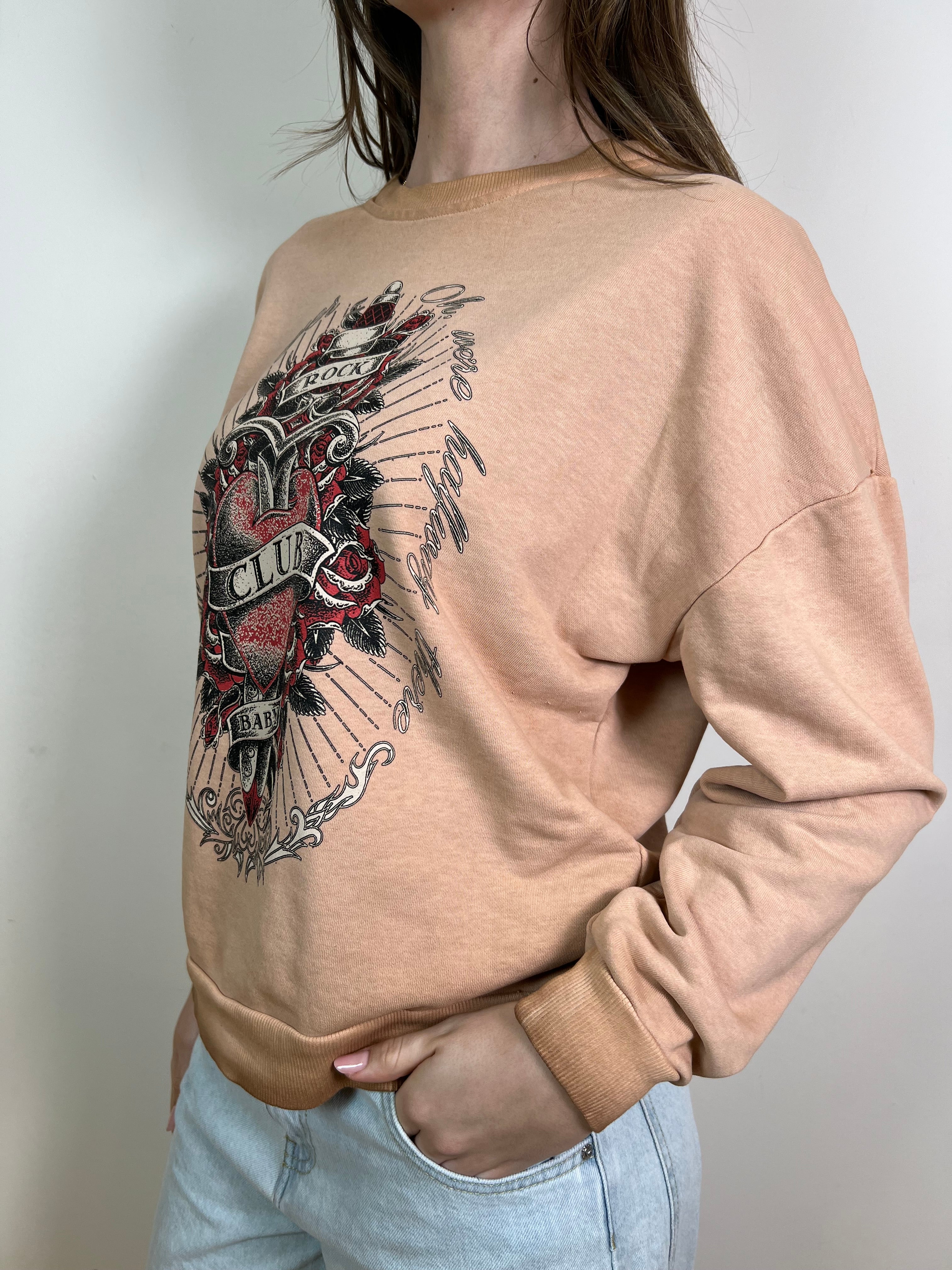 Felpa stone wash cuore - Haveone