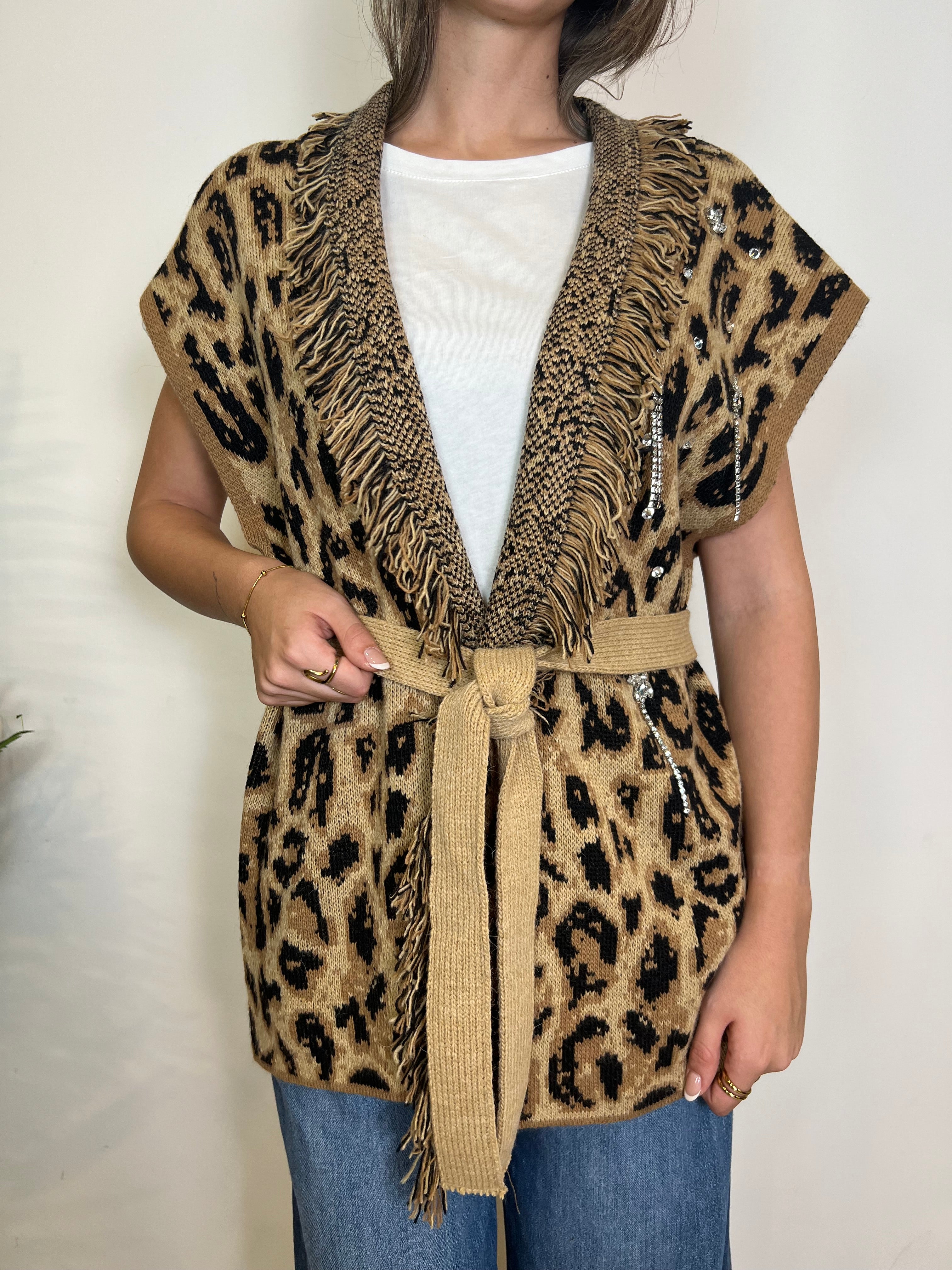 Gilet maculato strass - Haveone