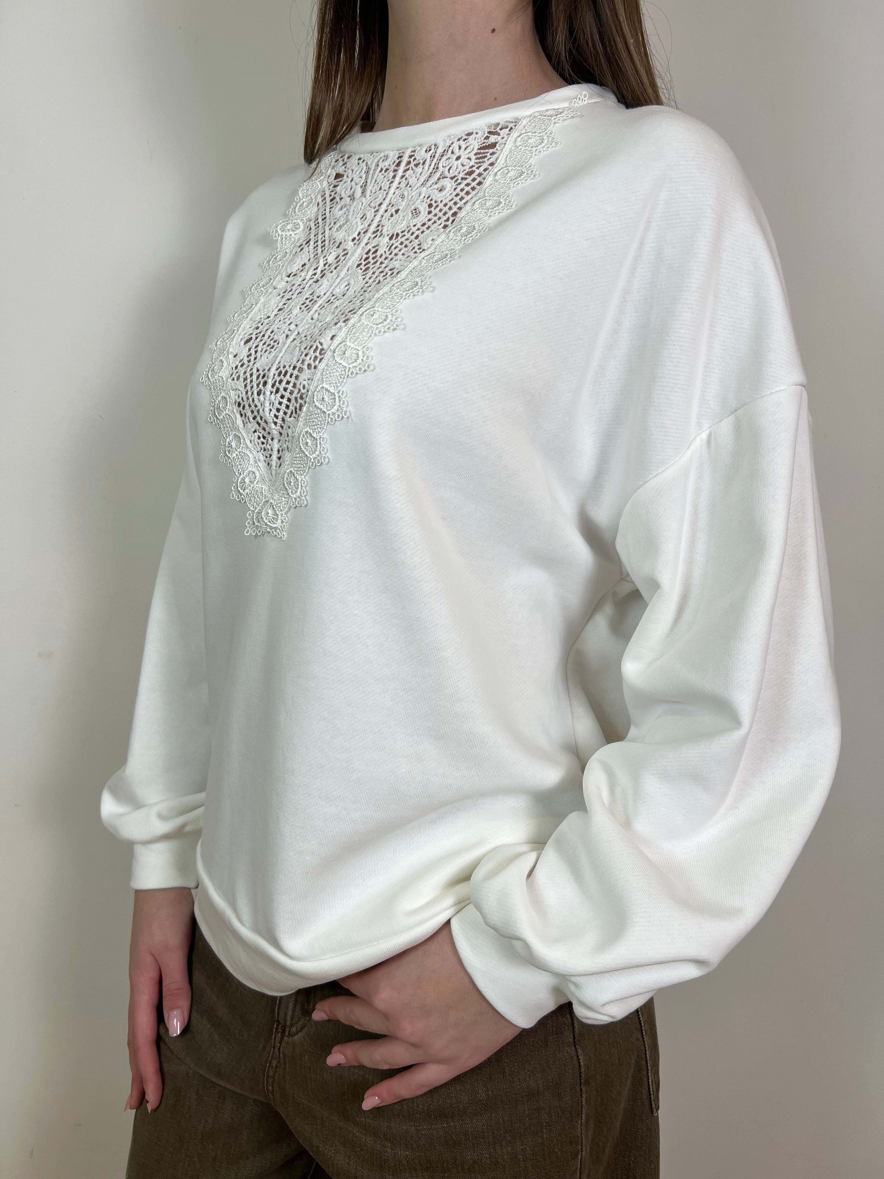Felpa inserto pizzo - Haveone