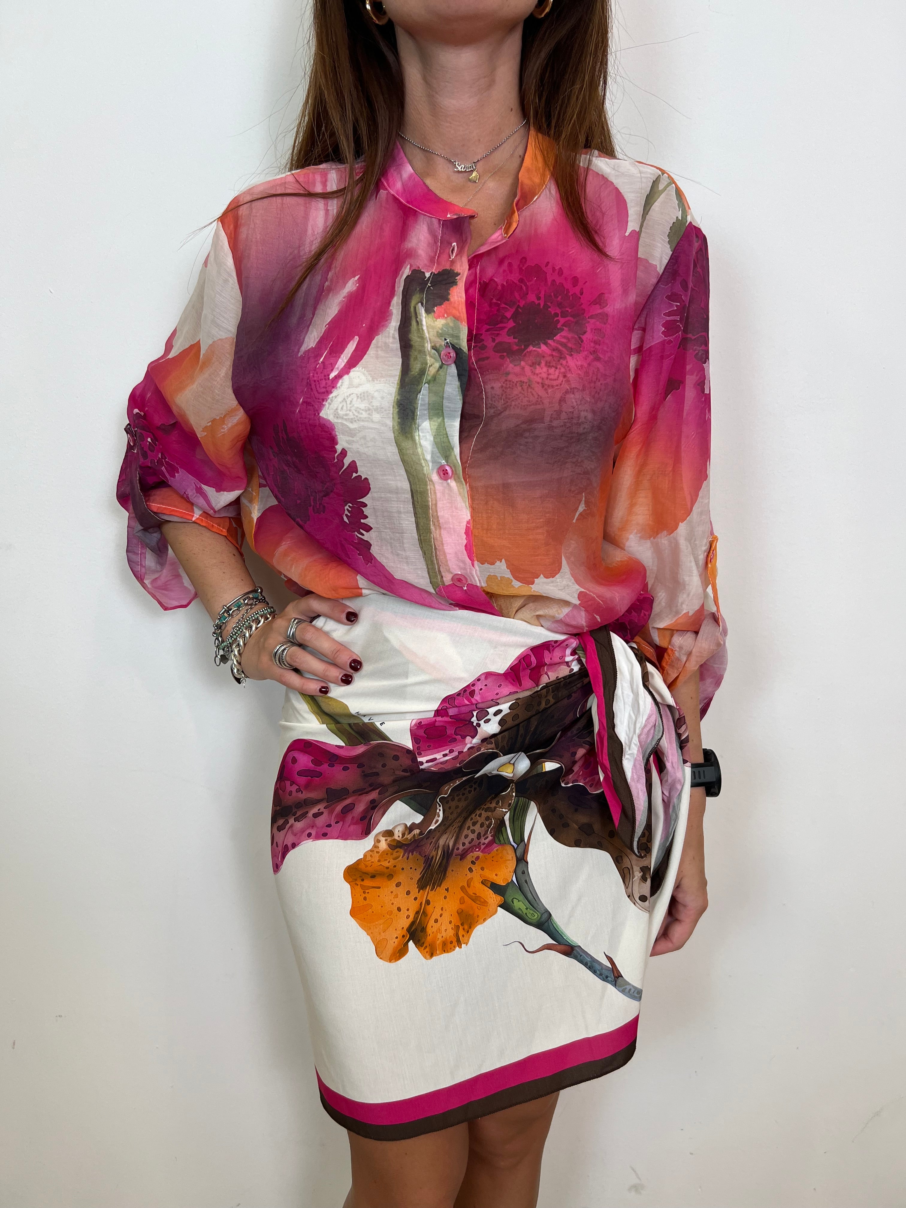 Camicia coreana stampa fiore - Haveone