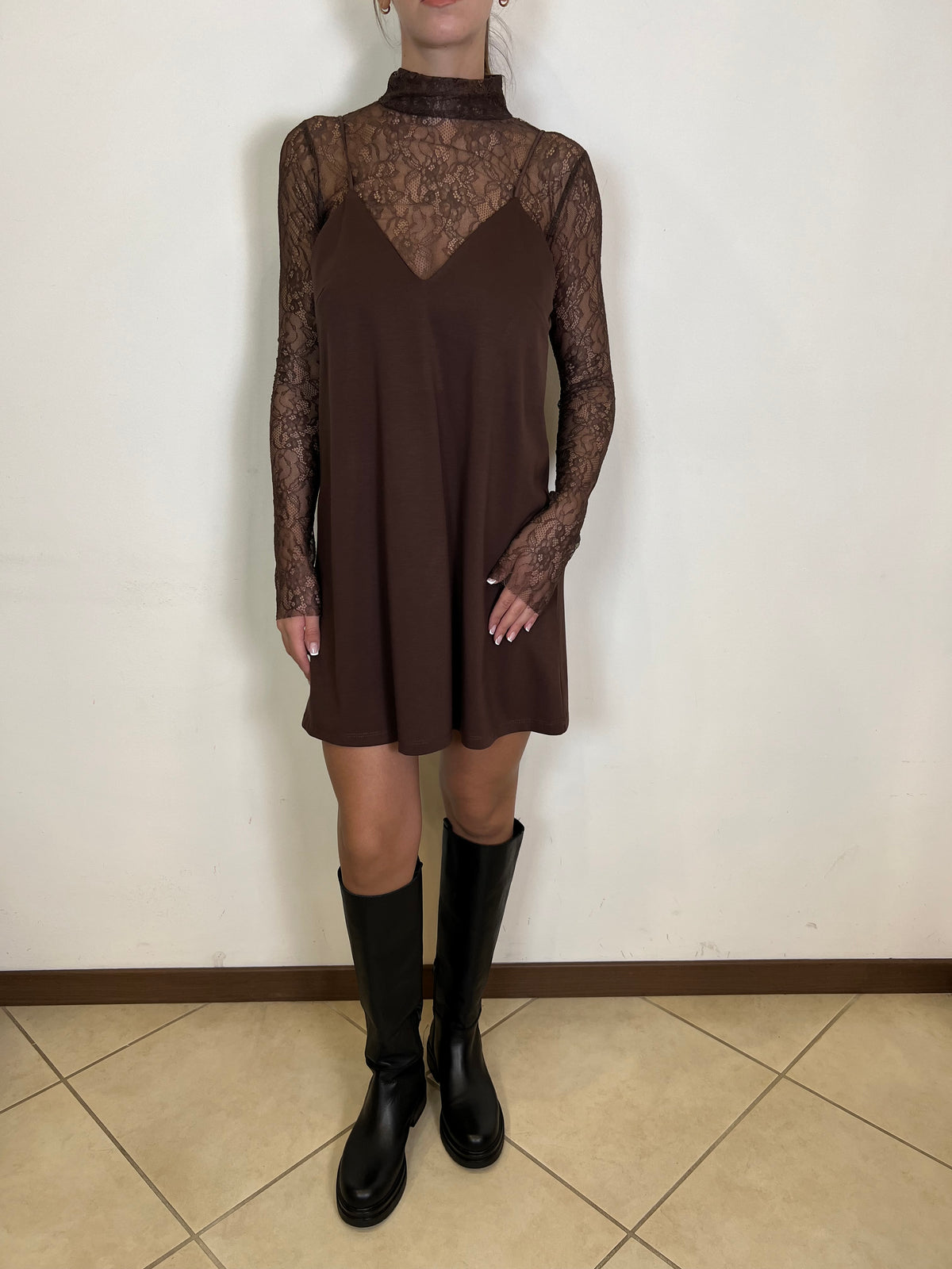 Abito con blusa pizzo - Haveone