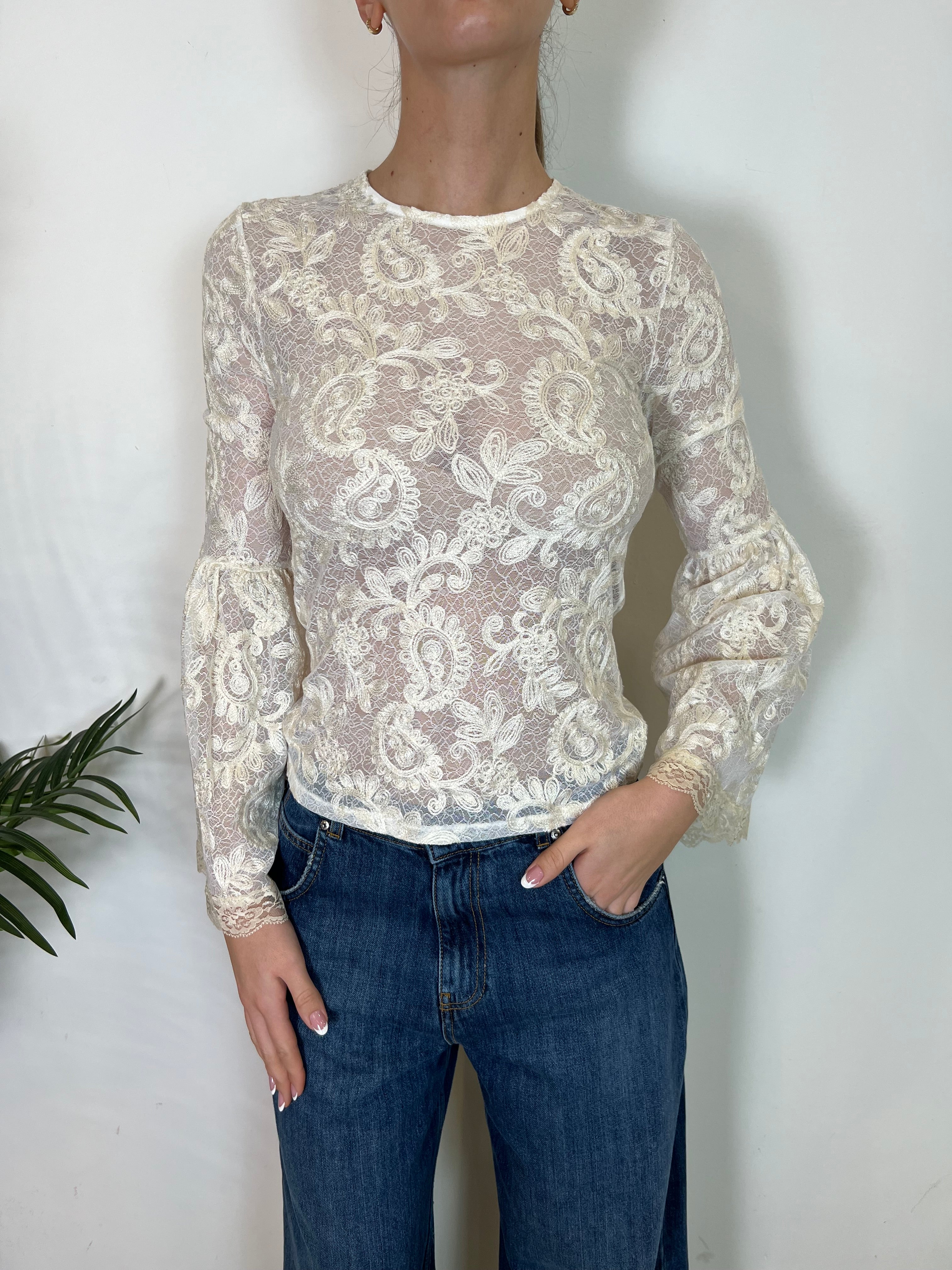 T-shirt pizzo manica calla - Haveone