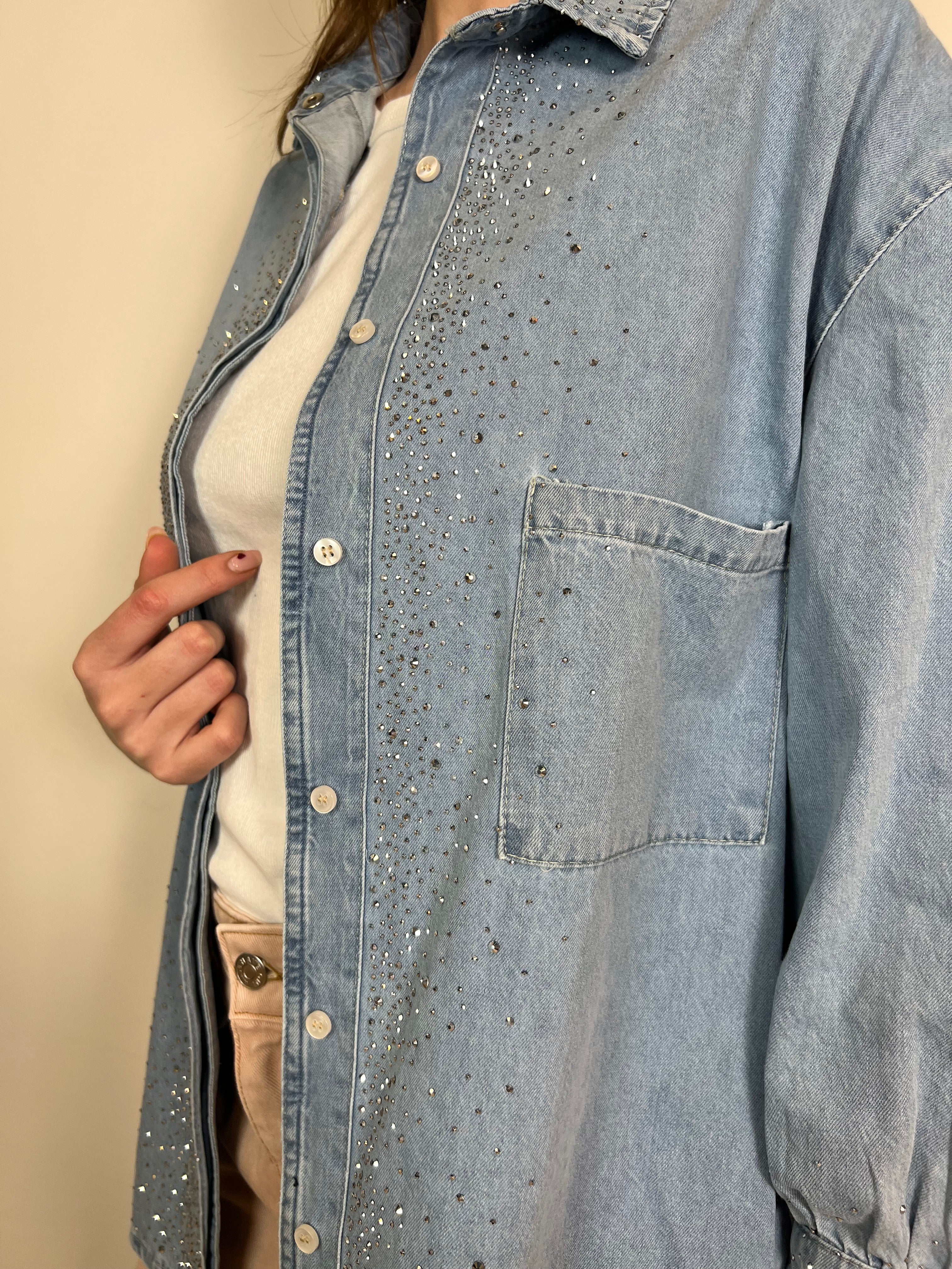 Camicia jeans strass - Haveone