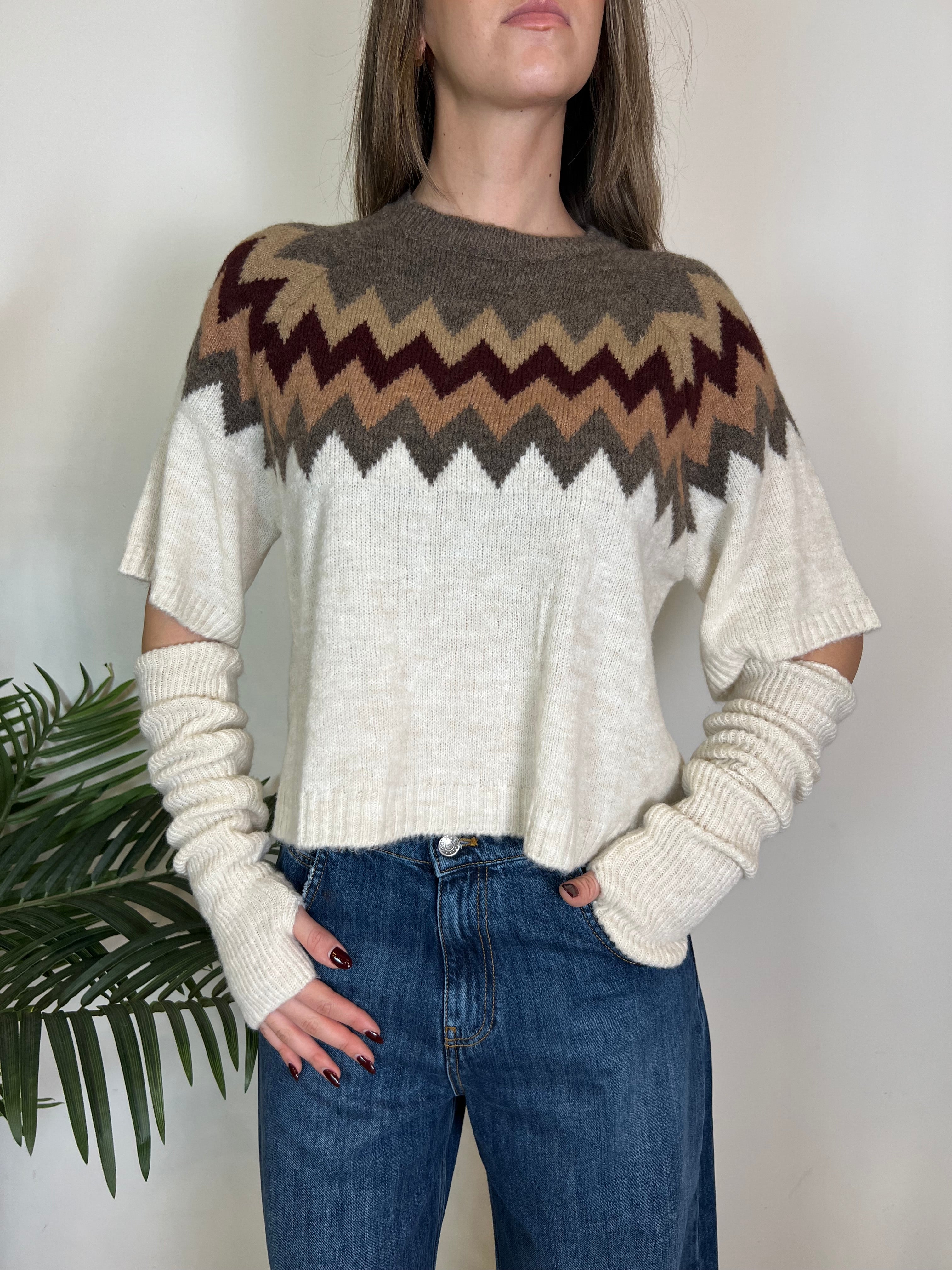 Maglia zig zag con manicotti - Haveone