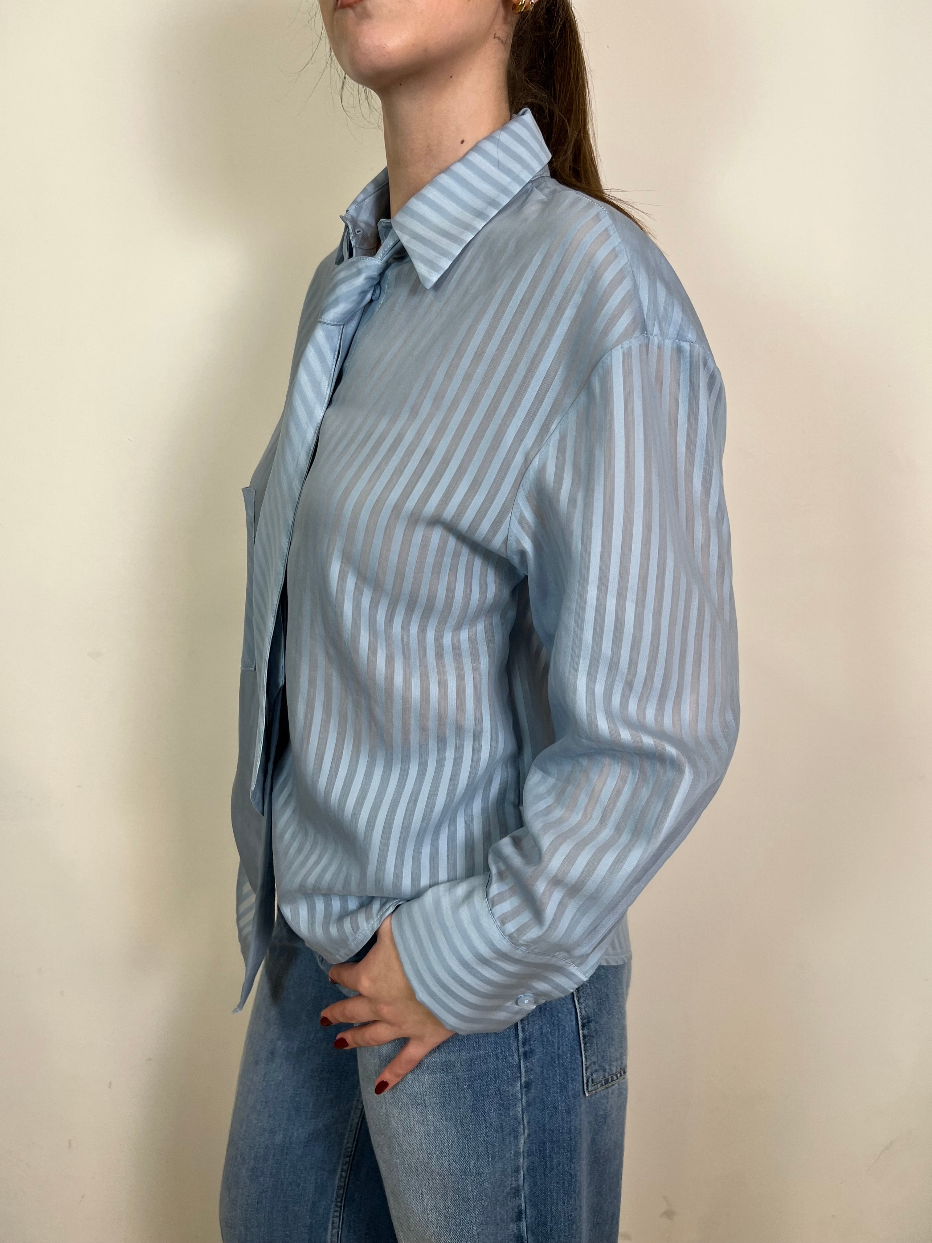 Camicia righe trasparenti con cravatta - Haveone