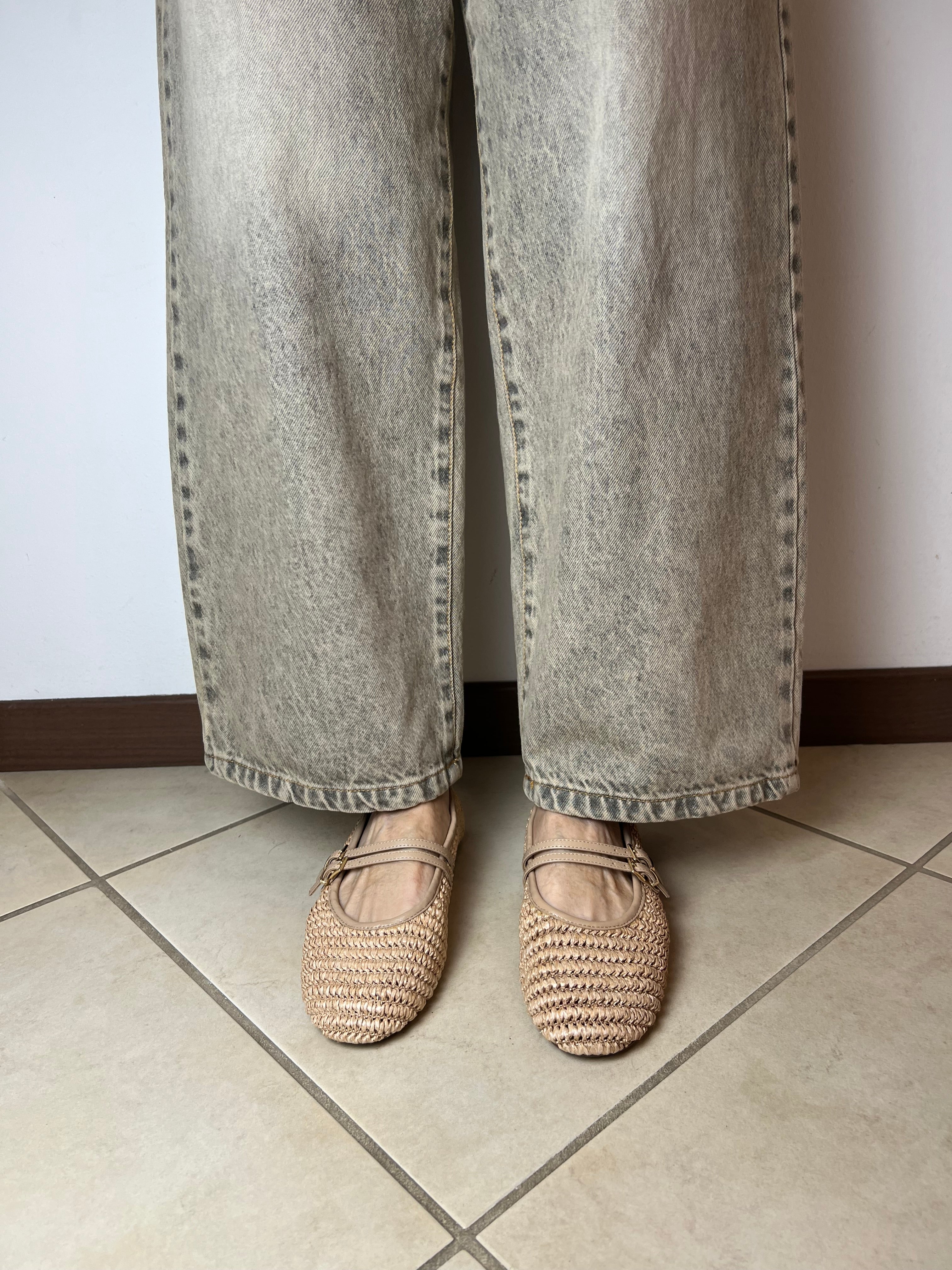 Ballerina "Mary Jane" in raffia - Ovyè