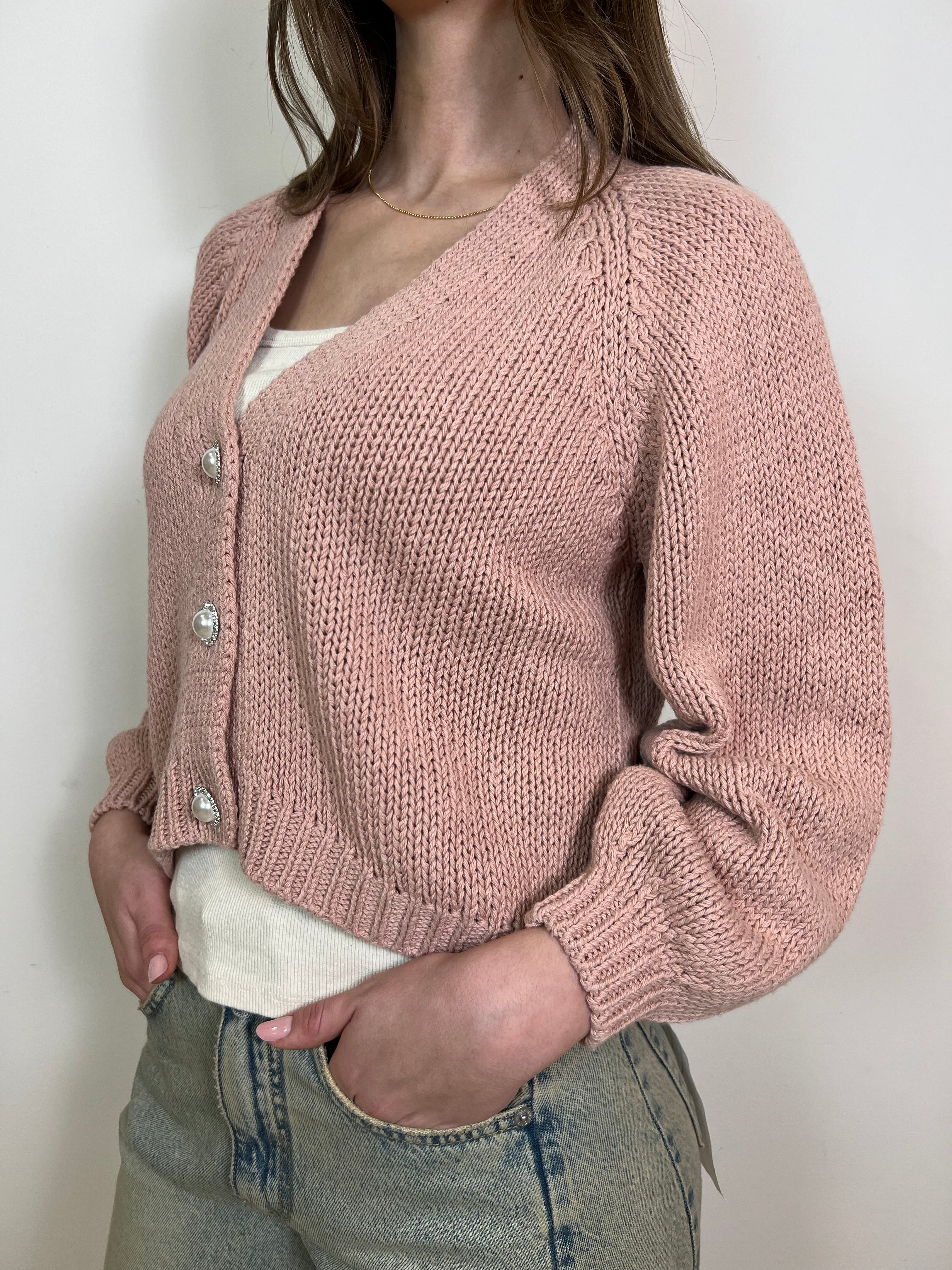 Cardigan bottone gioiello - Haveone