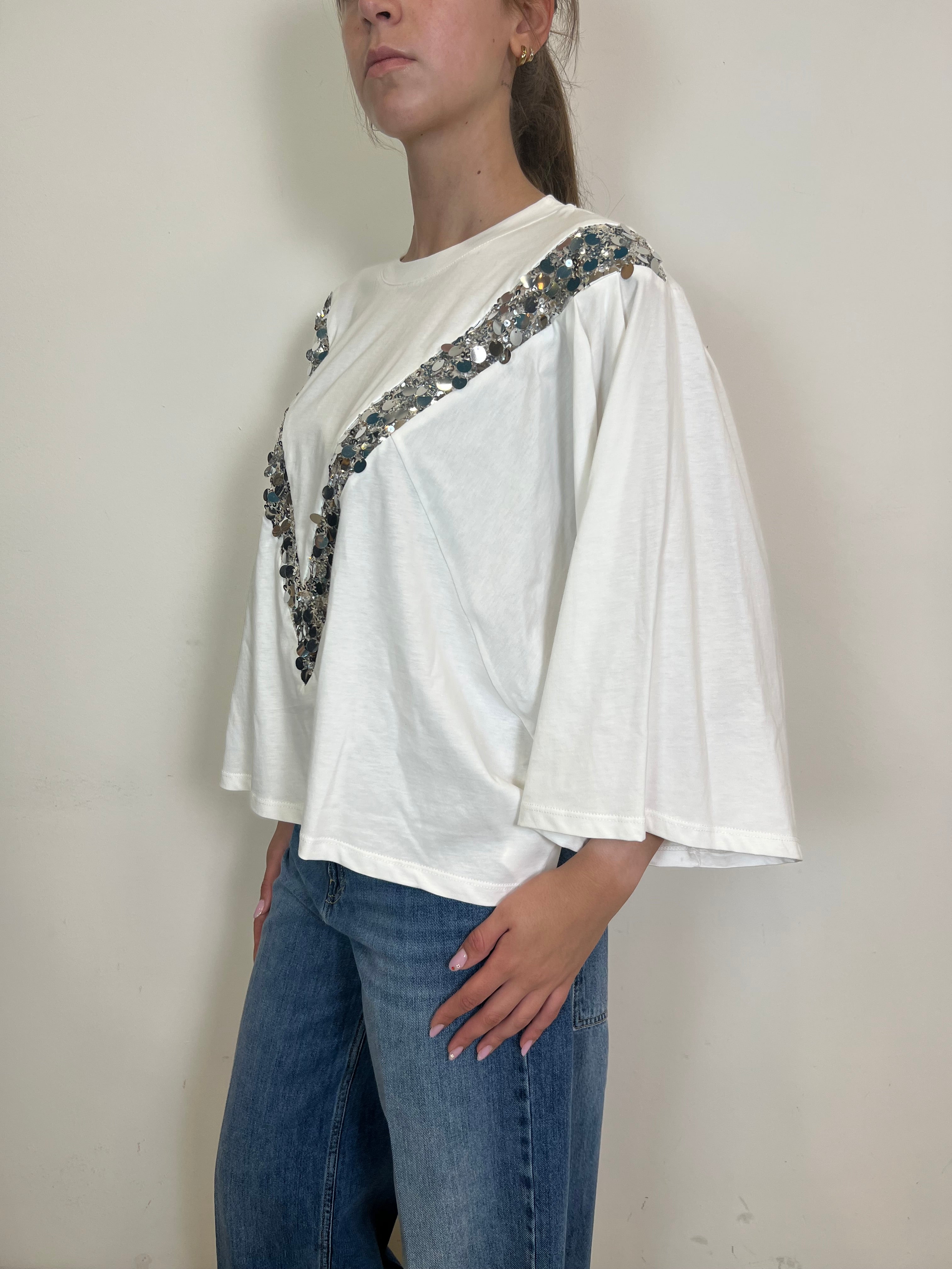 T-shirt inserto v paillettes - Tensione In