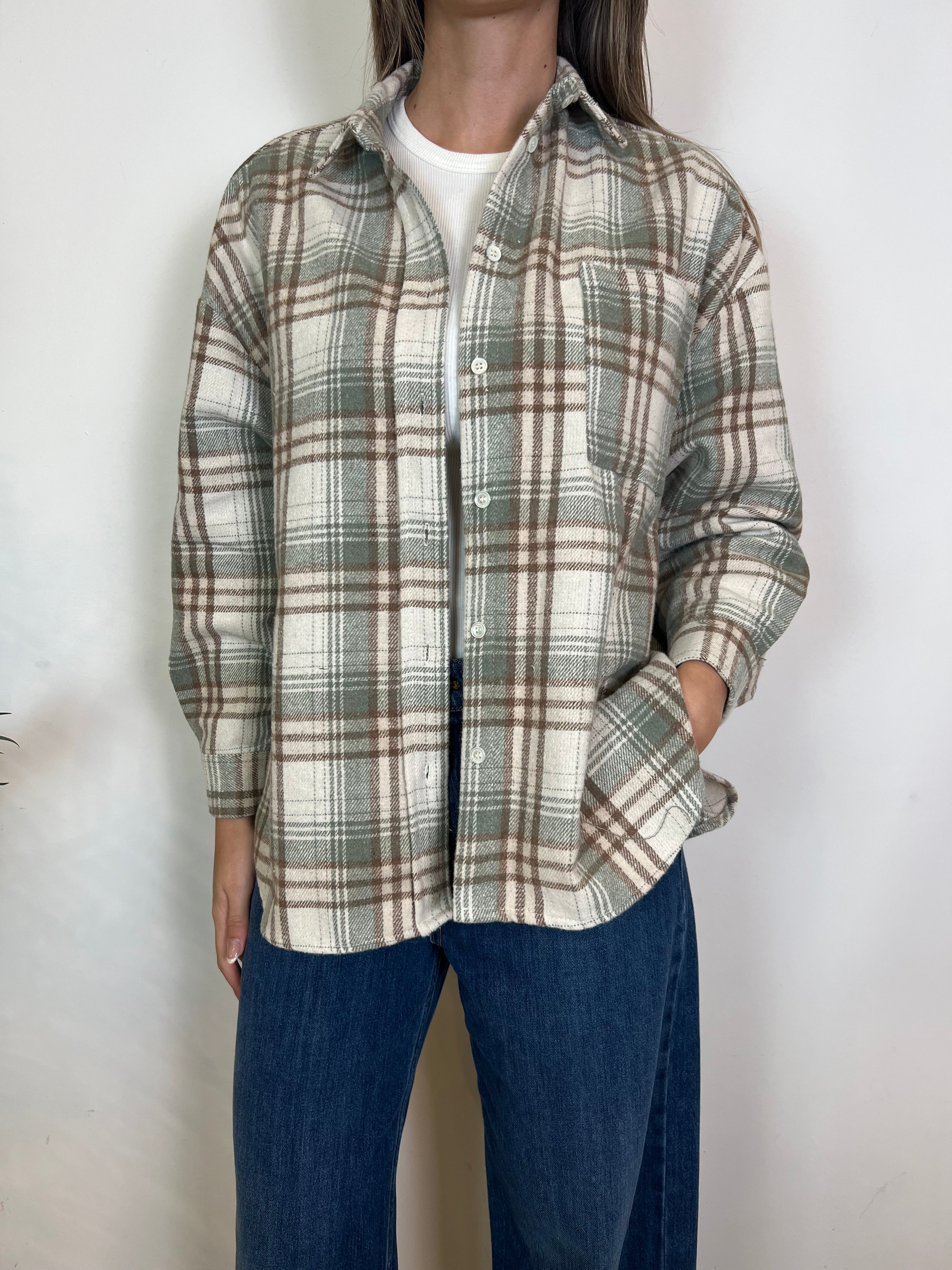 Camicia panna check verde - Vicolo