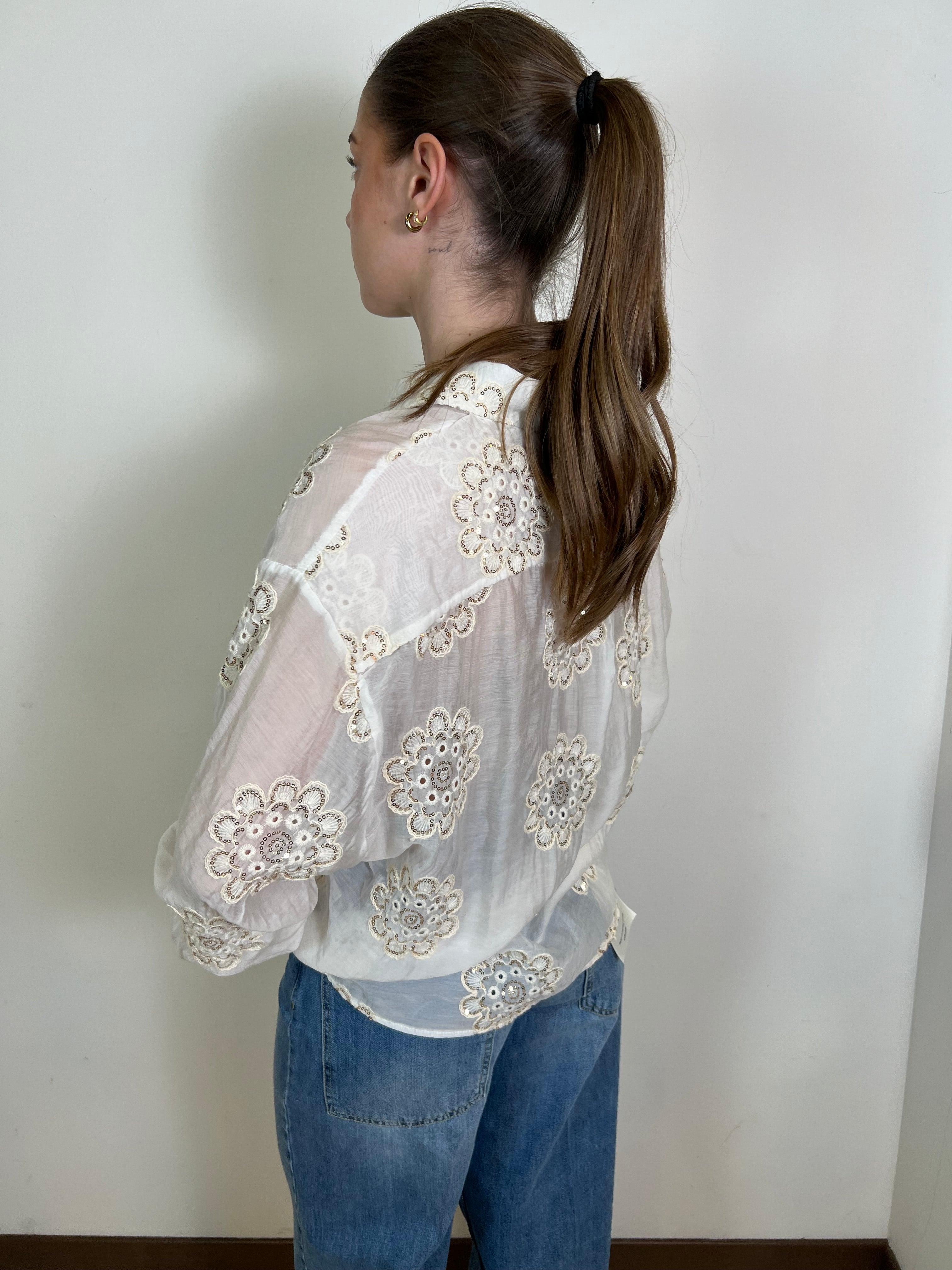 Camicia con ricami paillettes - Haveone