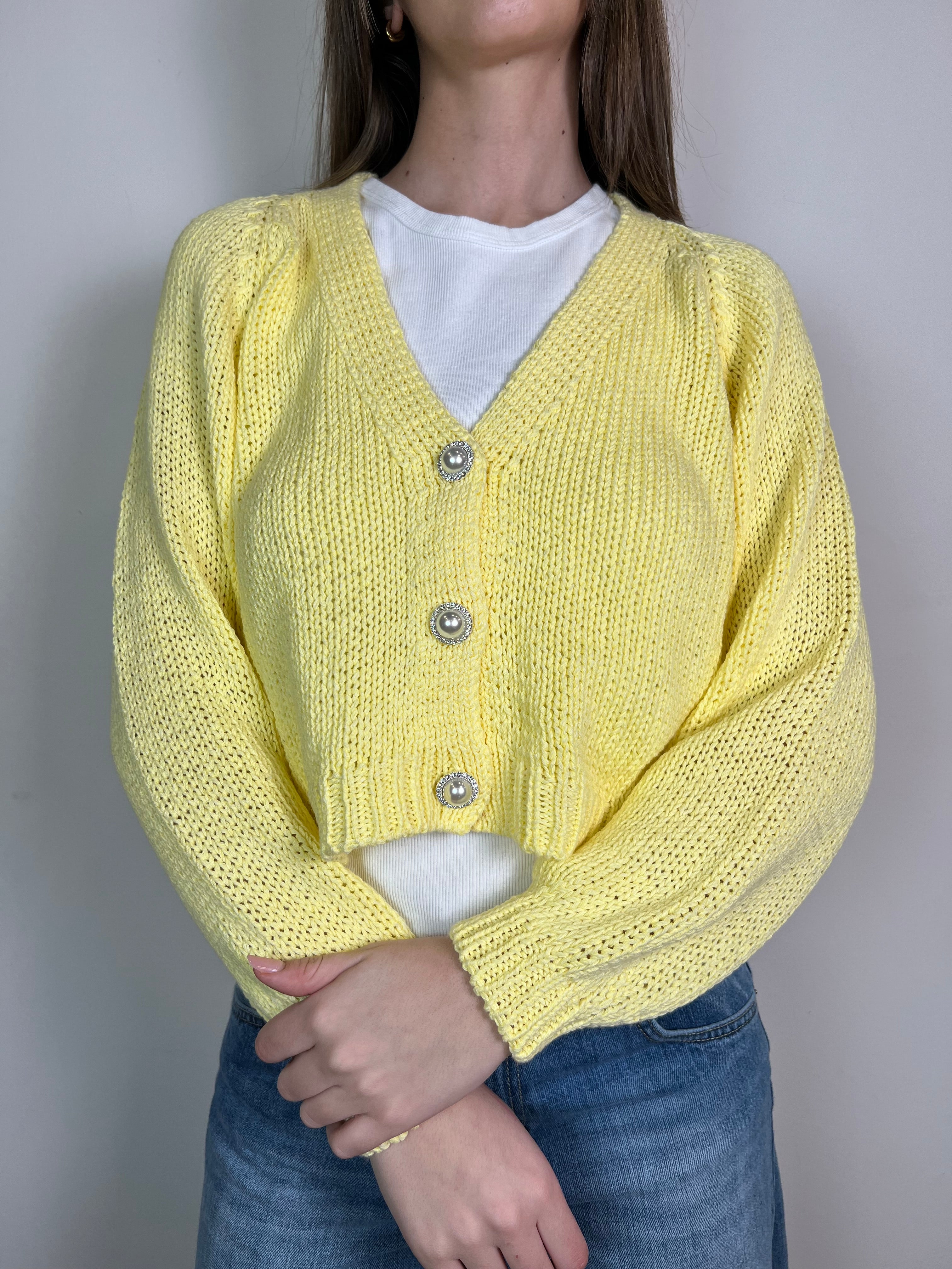 Cardigan bottone gioiello - Haveone