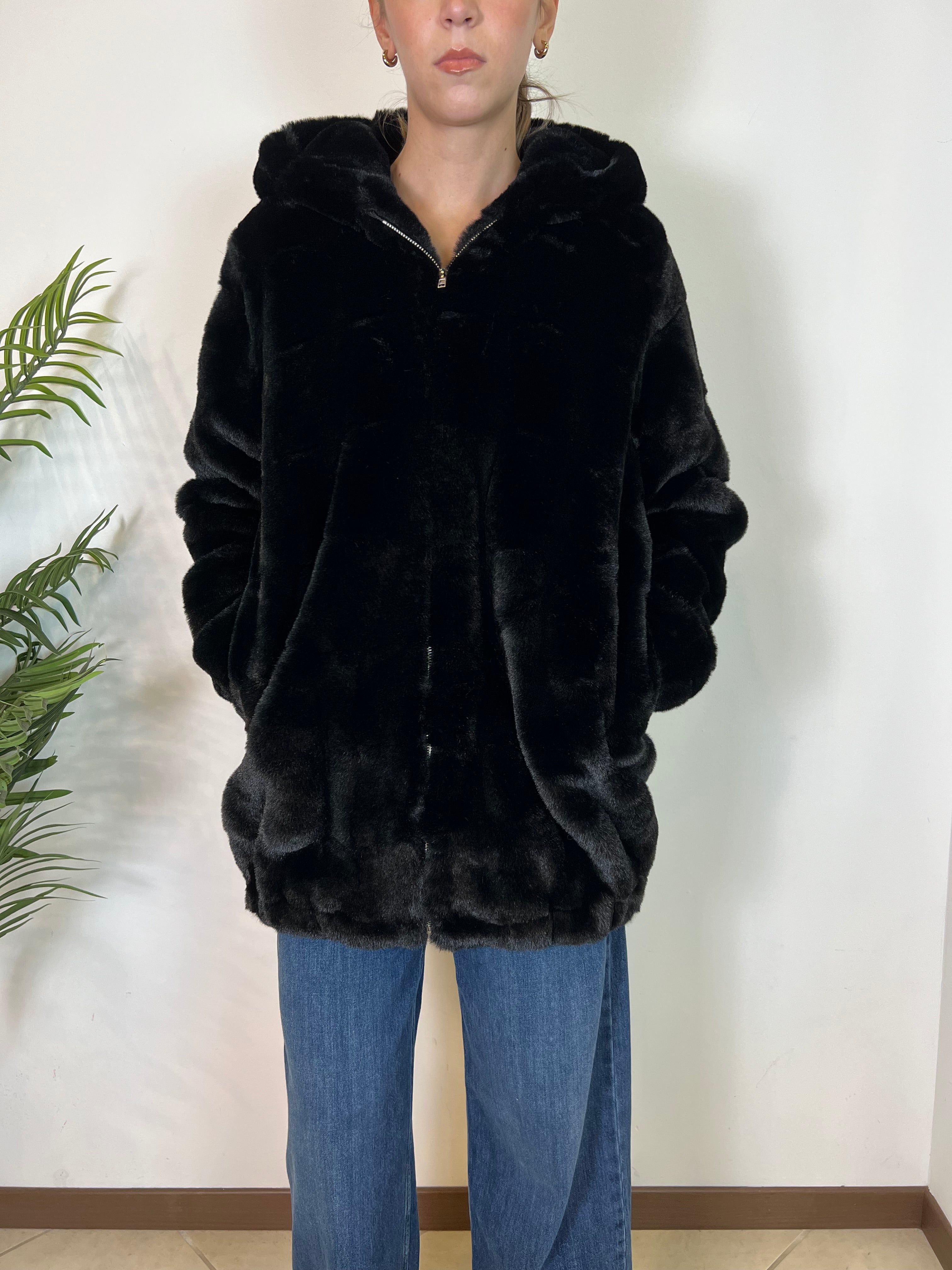 Ecopelliccia lunga cappuccio - Gio Cellini