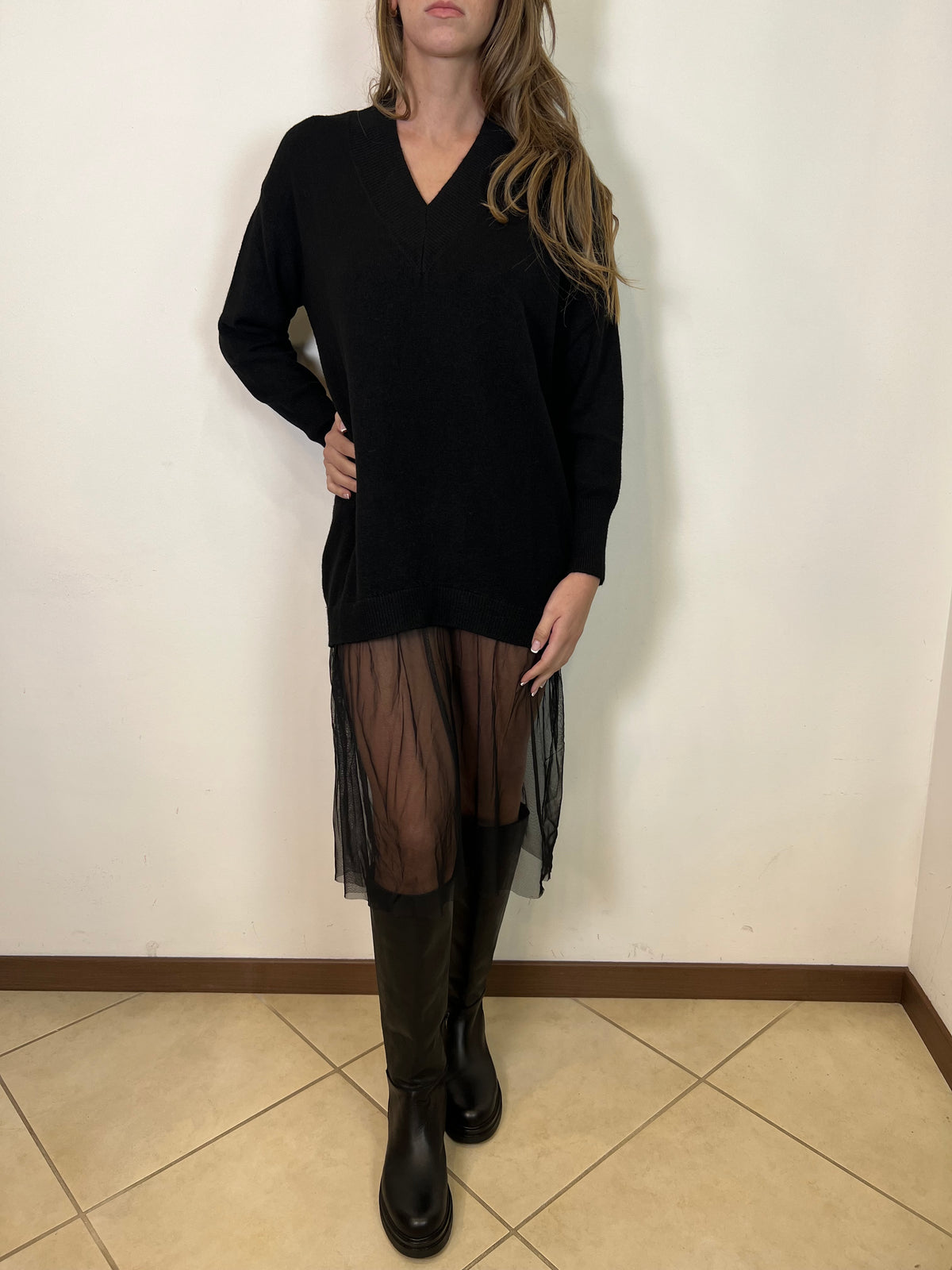 Maxi maglia fondo tulle - Haveone