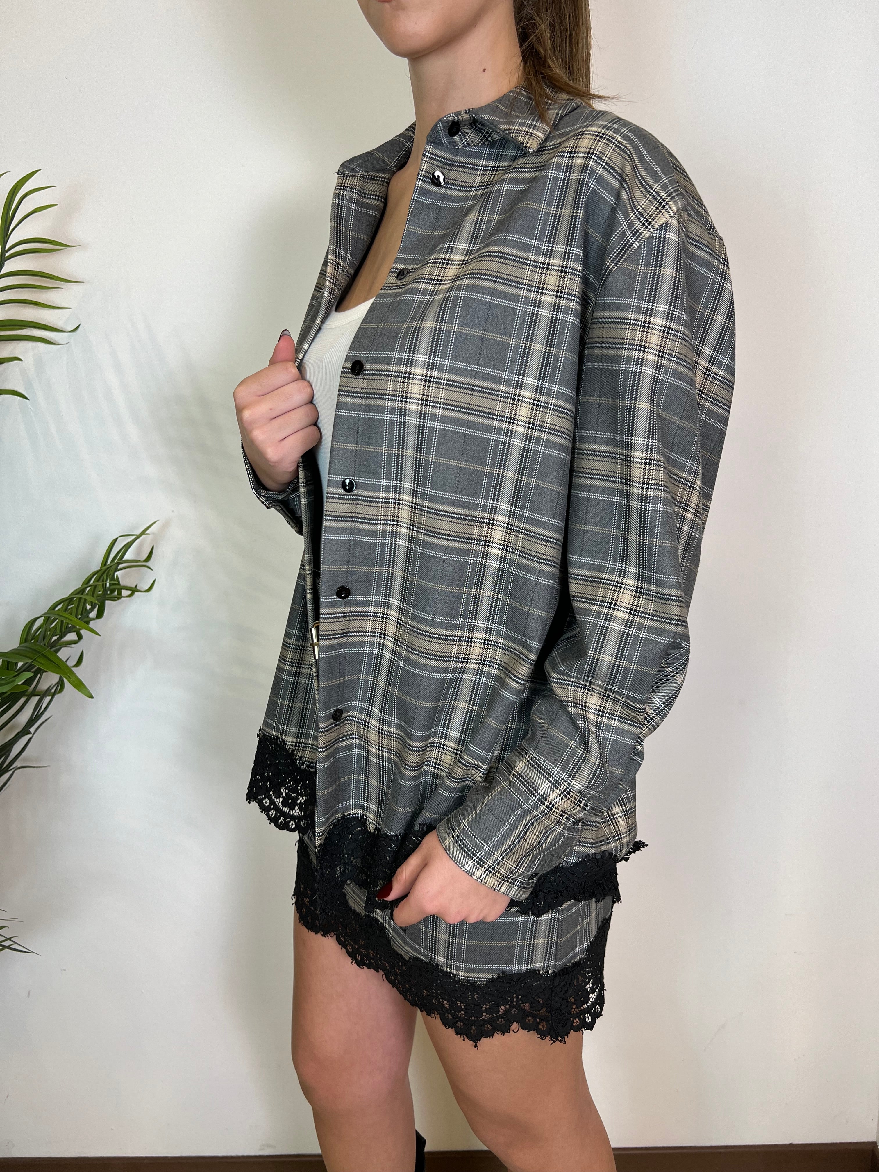 Camicia check grigia pizzo - Haveone