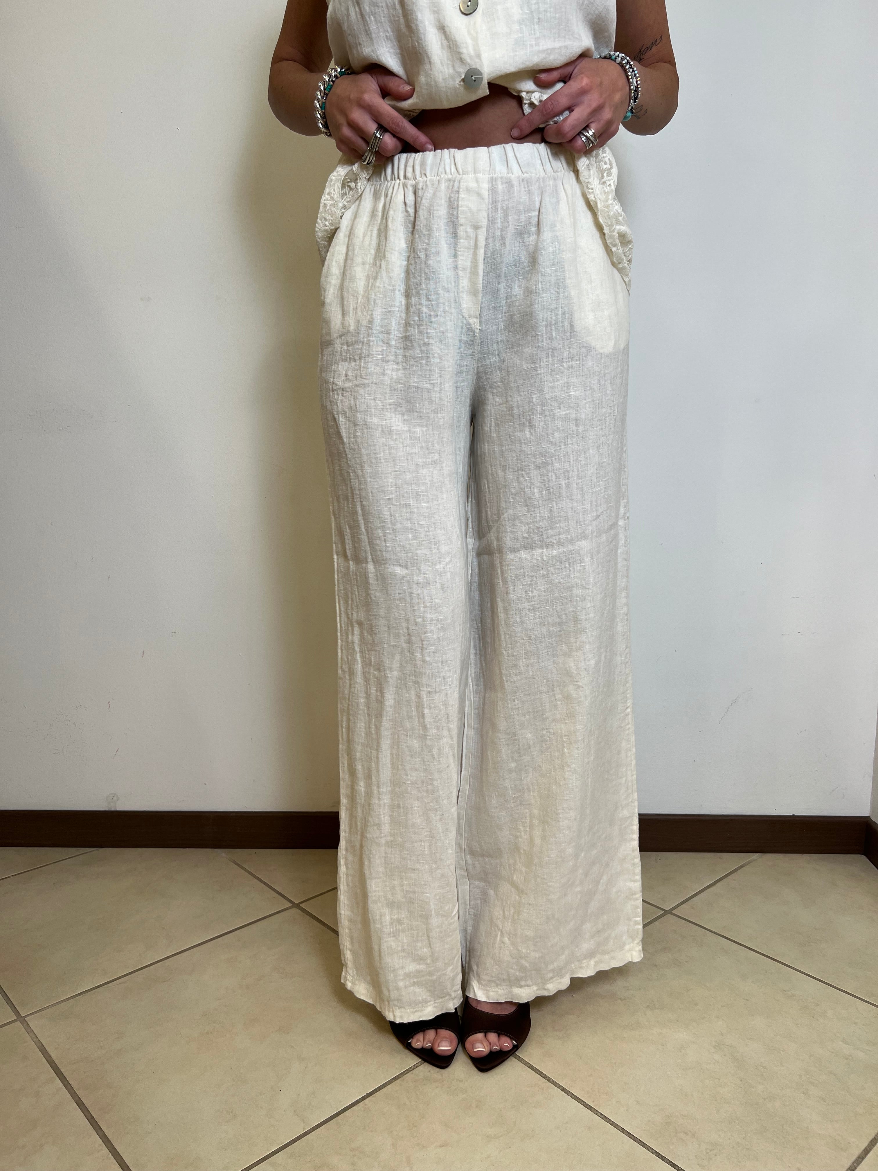 Pantalone largo lino - Haveone