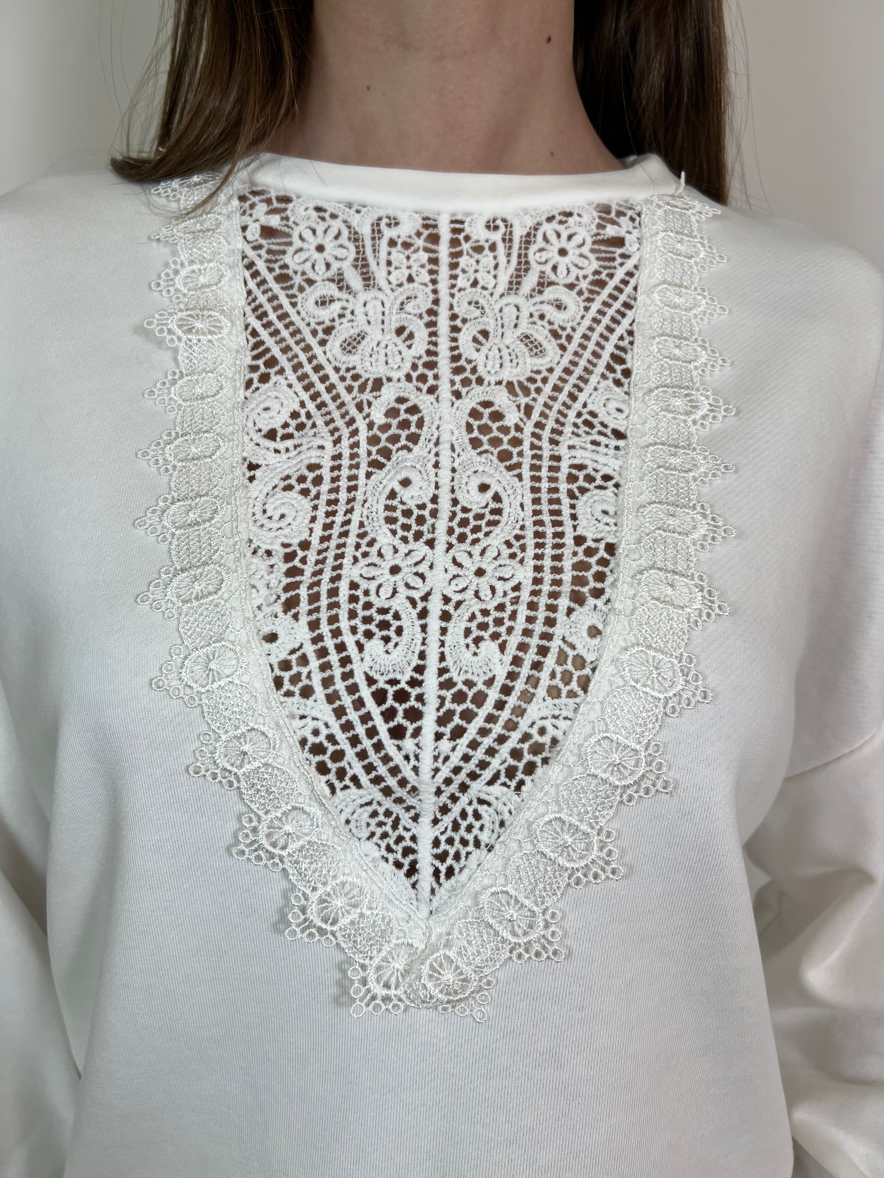 Felpa inserto pizzo - Haveone