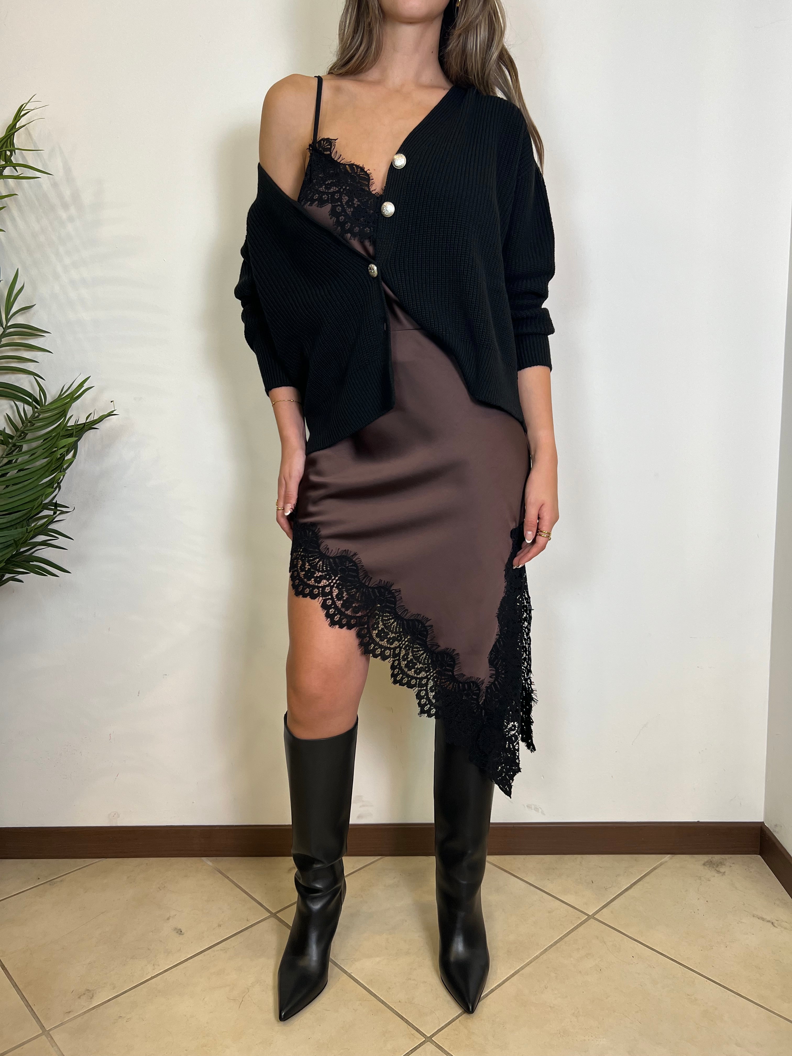 Gonna asimmetrica spacco pizzo - Haveone